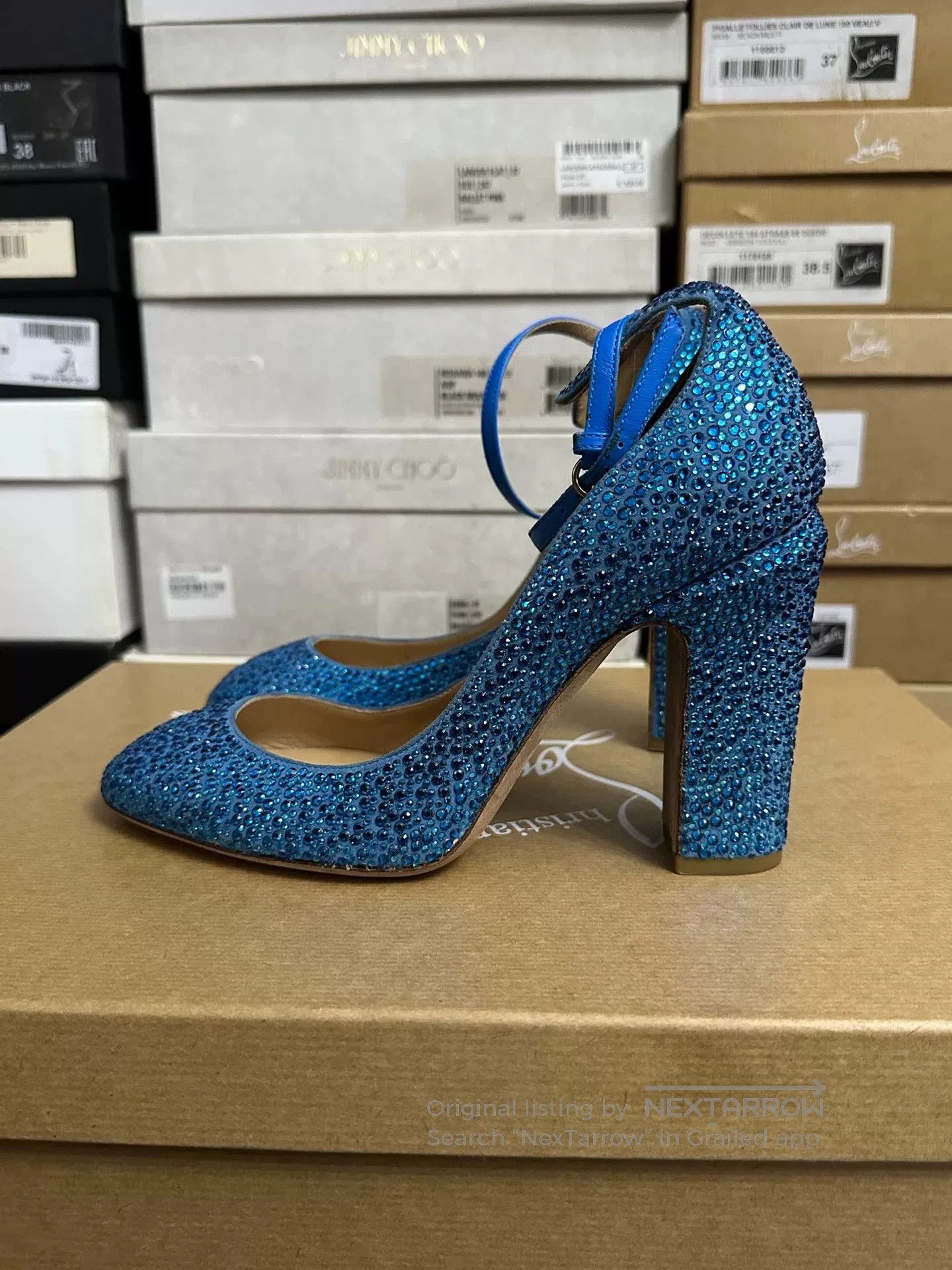 Valentino Valentino Blue Rhinestone High Heels. Size US 6 / IT 36 - 4 Thumbnail