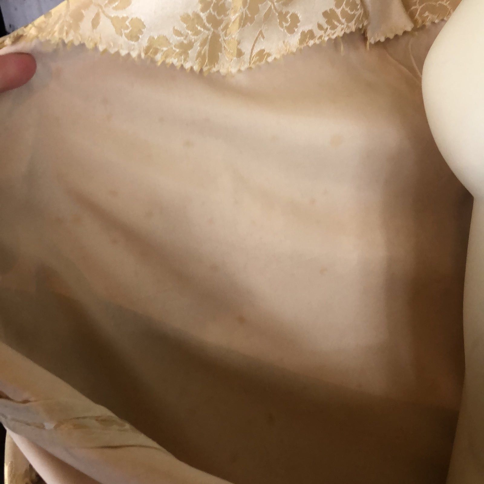 Vintage Vintage 1960s Gold Satin Damask sleeveless maxi Dress Large Size L / US 10 / IT 46 - 12 Thumbnail