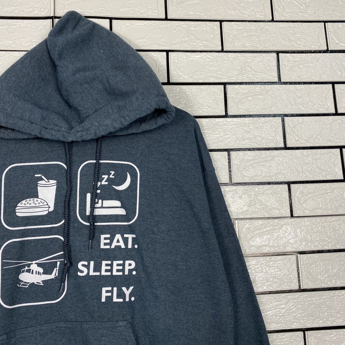 Vintage 📌Vintage Hoodie Pull Over Eat Sleep Fly Big Logo Size US L / EU 52-54 / 3 - 7 Thumbnail