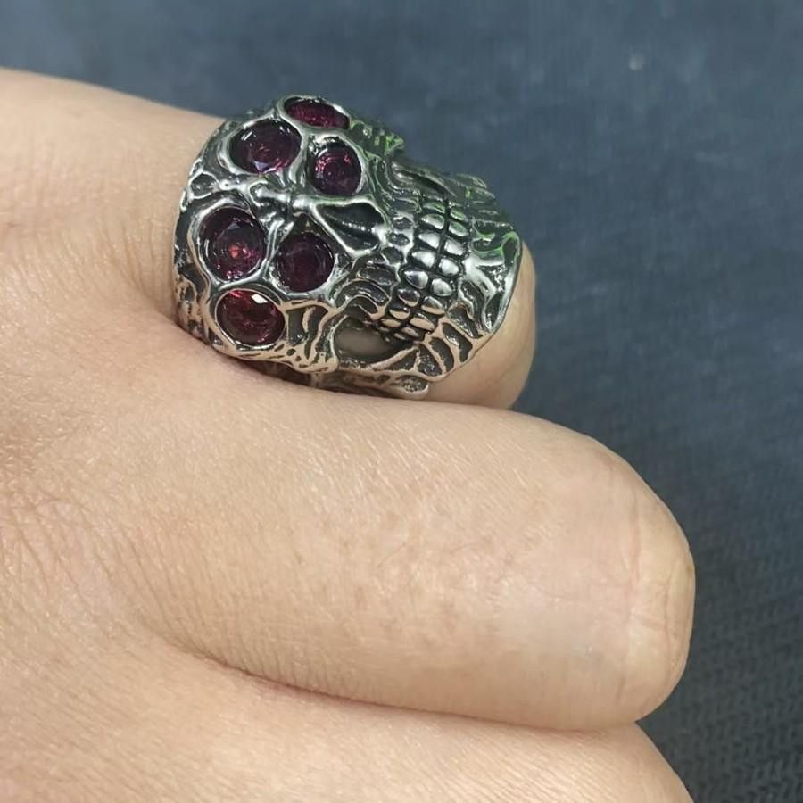 Jewelry Skull Vibe Jewelry Rings Open Size Chrome Ring (Size 7-13) Size ONE SIZE - 2 Thumbnail