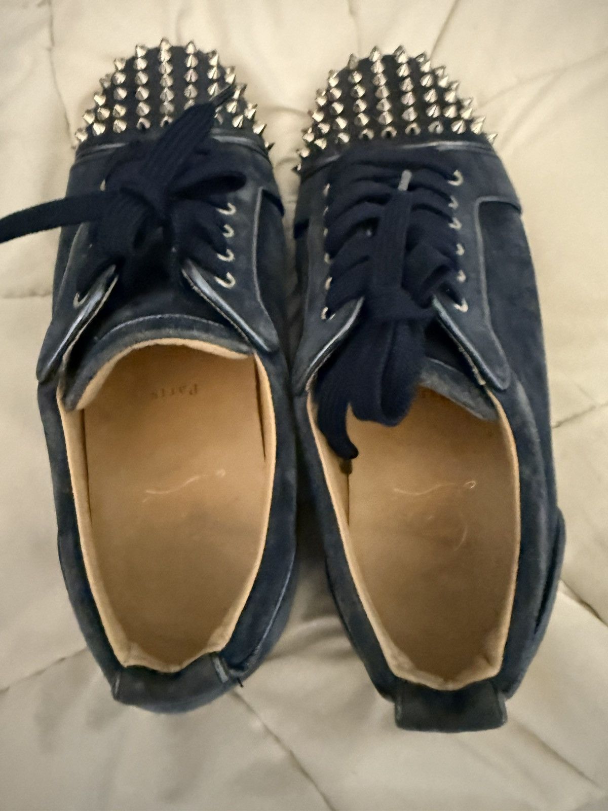 Christian Louboutin Christian Louboutin Blue Suede Spike Trainers Size US 9 / EU 42 - 9 Thumbnail