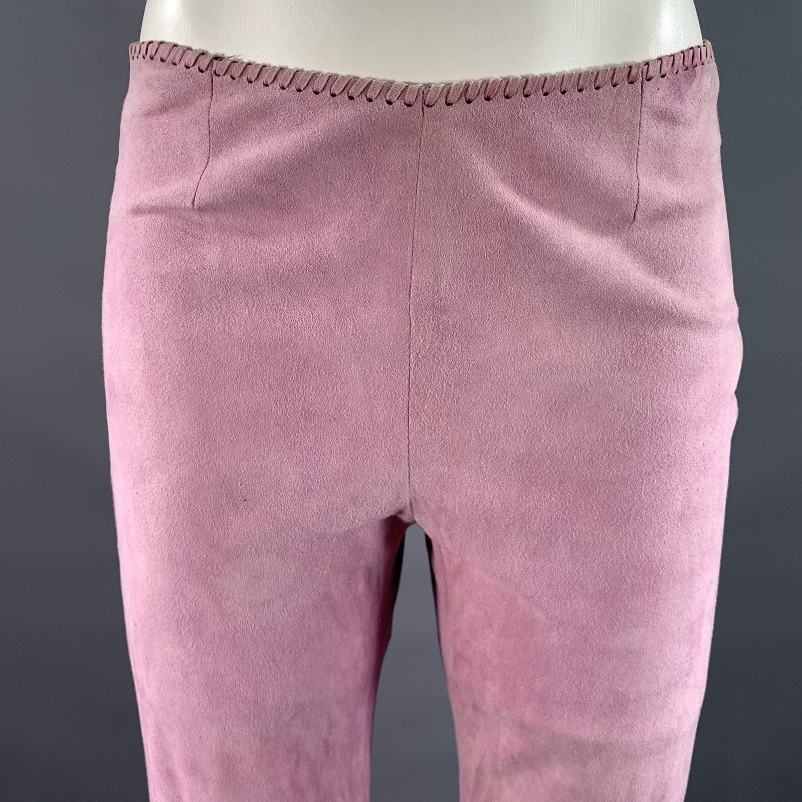 Celine CELINE Size 4 Purple Lavender Leather Suede Pants Size US 28 / EU 44 - 2 Thumbnail