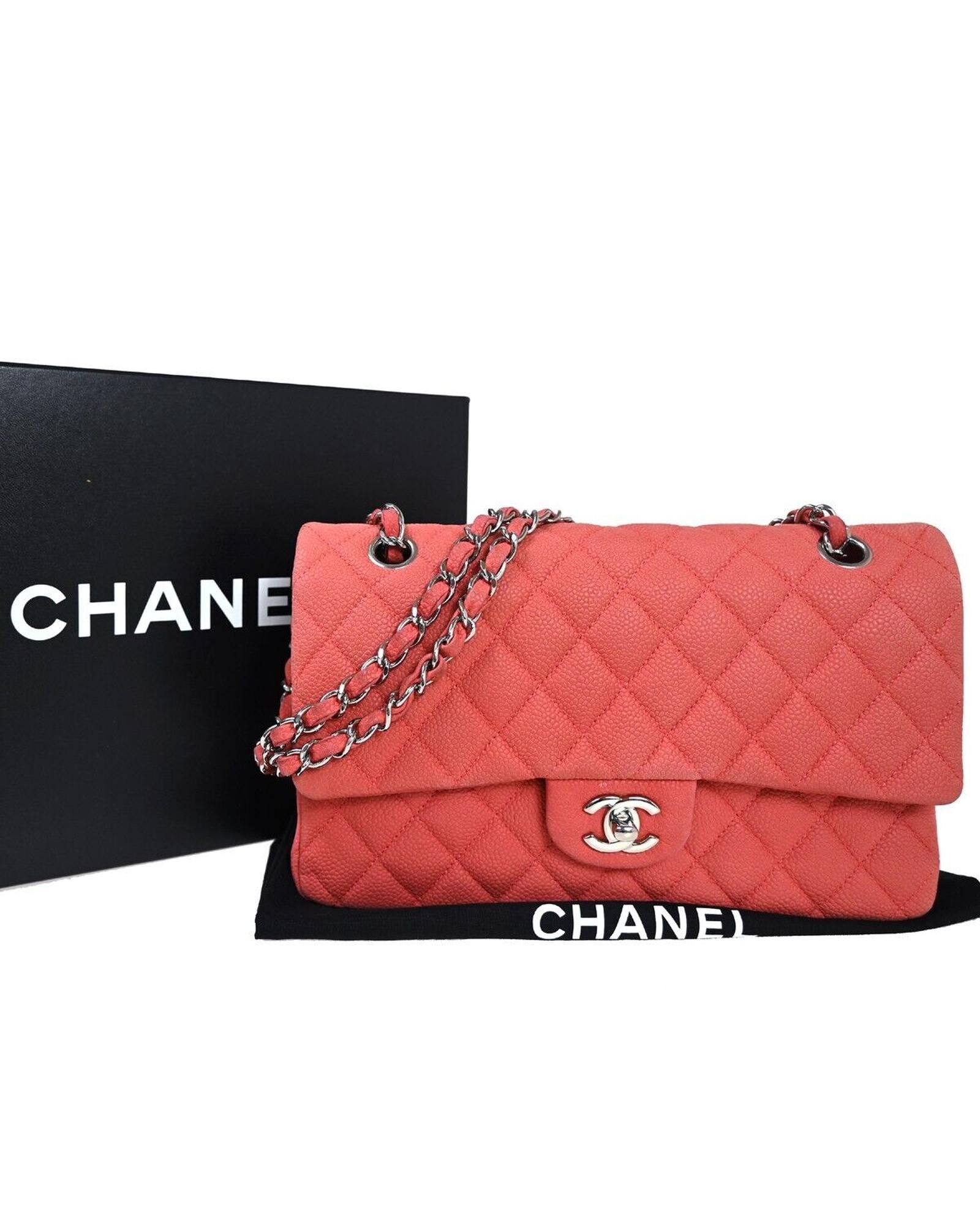 image of Chanel Luxurious Leather Double Flap Shoulder Bag in Red, Women's