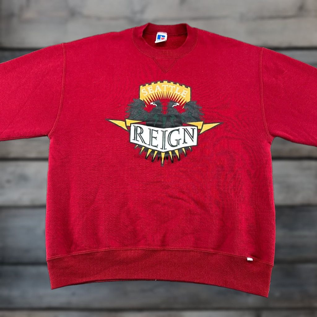 Russell Athletic VINTAGE Russell Sweatshirt Mens L Red Pullover 1/2 Zip Cotton 90s Seattle Reign Sweatshirt Size US L / EU 52-54 / 3 - 1 Thumbnail