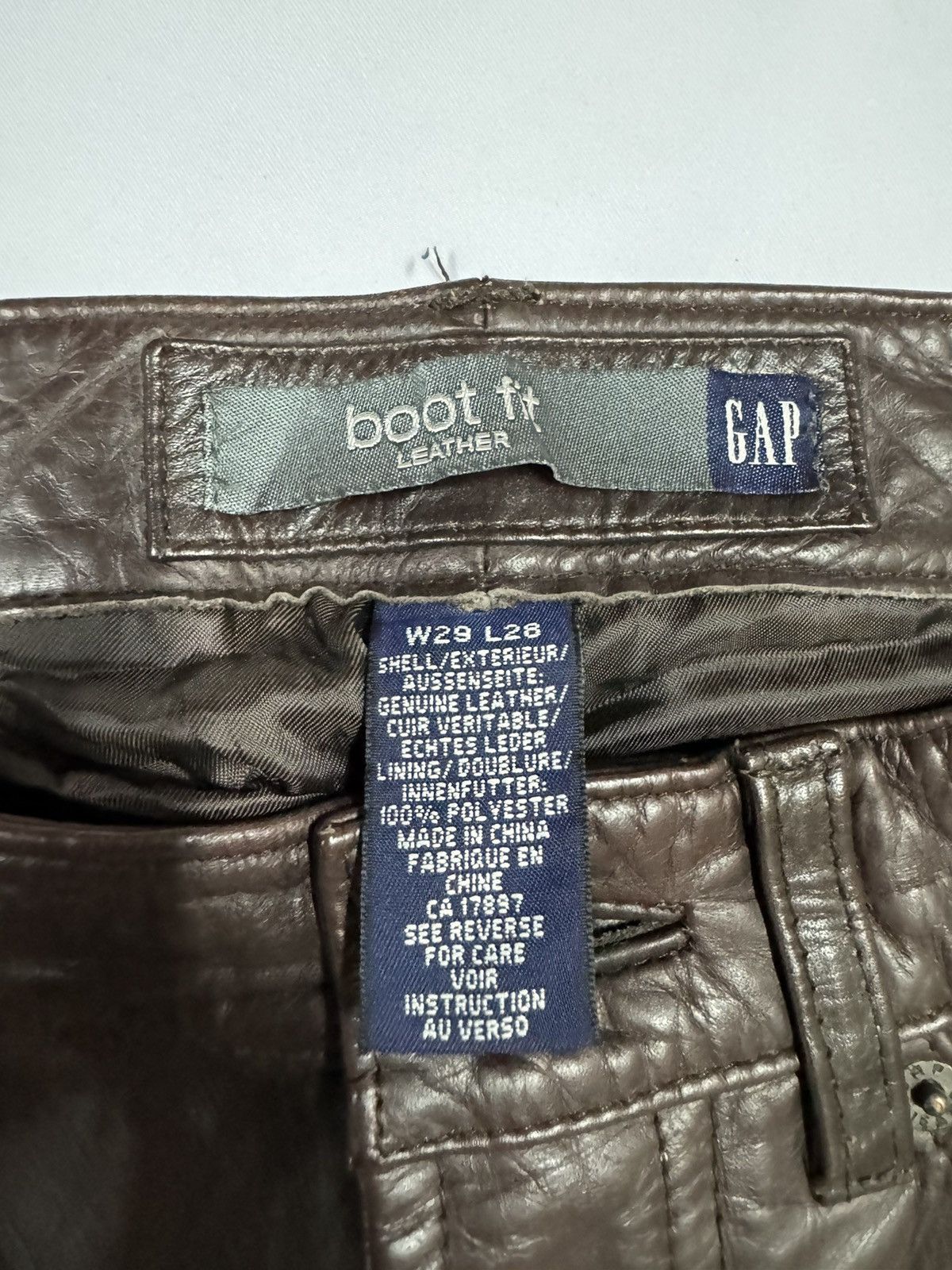 Gap × Vintage Vtg🔥Y2k 2000 Gap Bikers Boot Fit Leather Pants Size US 28 / EU 44 - 16 Thumbnail