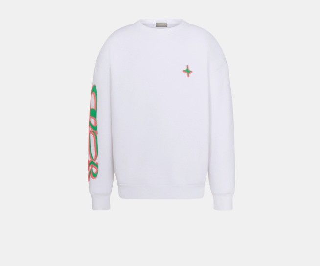 Dior o1w1db11025 513J670 Cotton Fleece Sweatshirt in White Size US XL / EU 56 / 4 - 1 Thumbnail