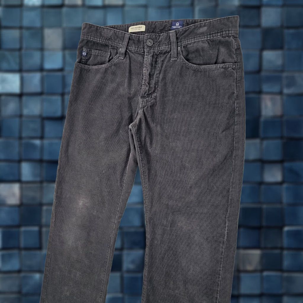 Vintage AG Adriano Goldschmied Protegé Corduroy Pants Men 32 x 29.5 Gray Pima Cotton Corduroy Chino Straight 5-Pocket AG The Protégé Mens Size US 32 / EU 48 - 1 Thumbnail