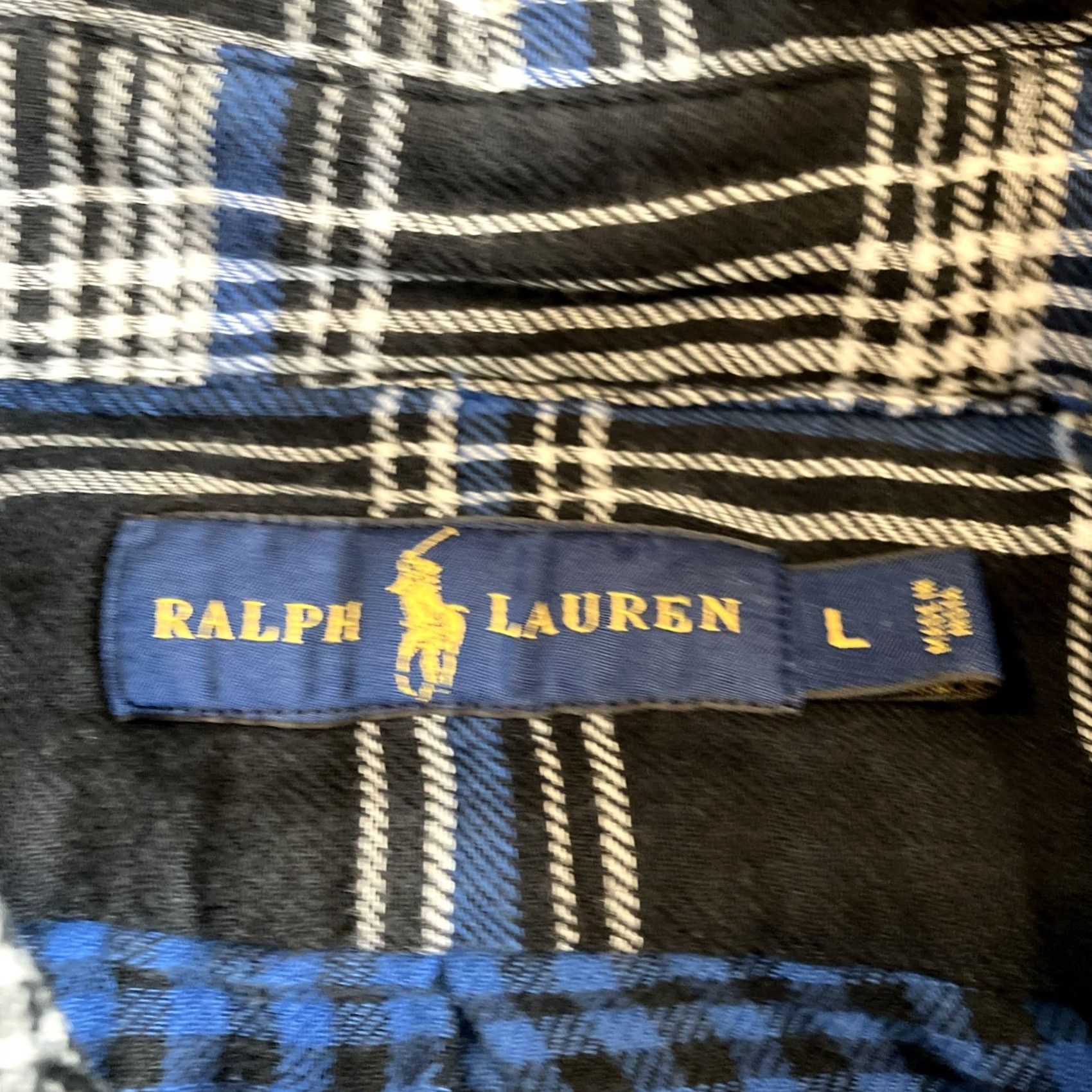 Polo Ralph Lauren VINTAGE Ralph Lauren Flannel Shirt Large Blue Black Multi Check Plaid Lined Men's Size US L / EU 52-54 / 3 - 3 Thumbnail