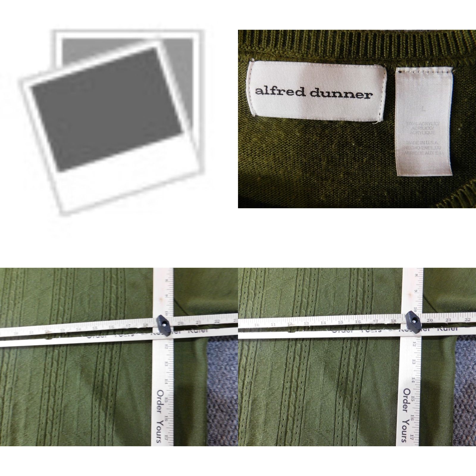 Vintage Alfred Dunner Womens Sweater L Green pullover acrylic knit crew neck cap sleeve button casual Size L / US 10 / IT 46 - 8 Thumbnail