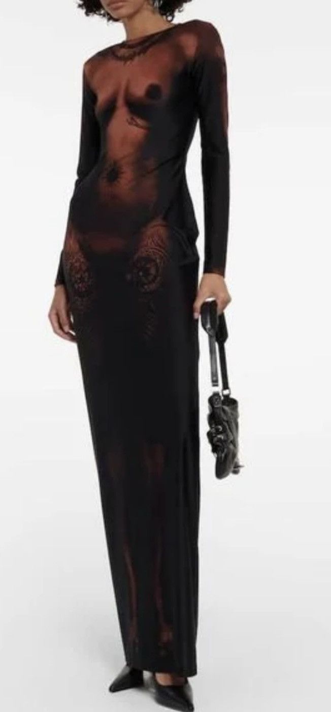 Jean Paul Gaultier Jean Paul Gautier The Long Ebony Body Tattoo Dress Dark Nude Size S / US 4 / IT 40 - 3 Thumbnail
