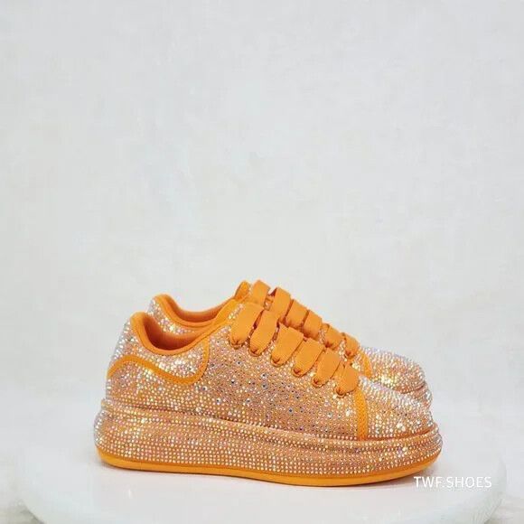 Other Dazzle Cush Orange Rhinestone Comfy Platform Sneakers Tennis Size US 6 / IT 36 - 3 Thumbnail