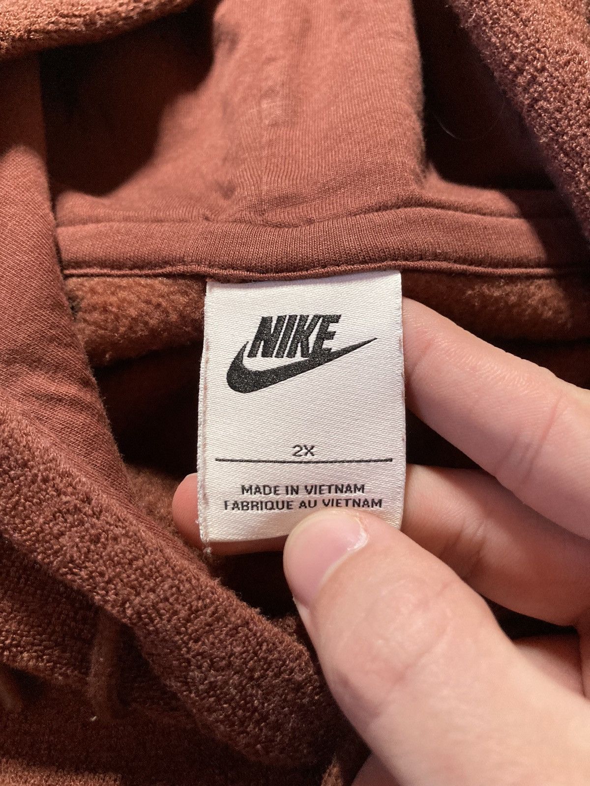 Nike × Vintage ⛩️Nike Hoodie Brown Center Logo Fleece Travis Style Swoosh ⛩️ Size US XL / EU 56 / 4 - 5 Thumbnail