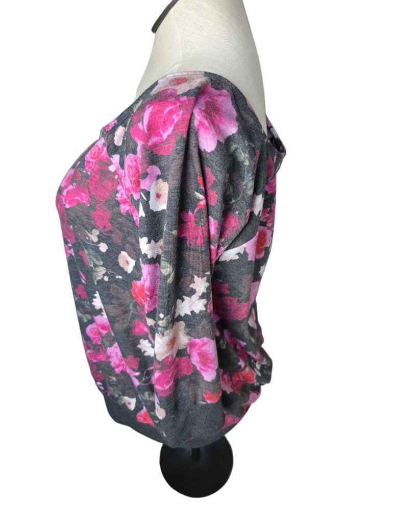 Torrid Torrid Floral Print Off The Shoulder Top 2x Gray and Pinks Size XXL / US 16-18 / IT 52-54 - 3 Thumbnail