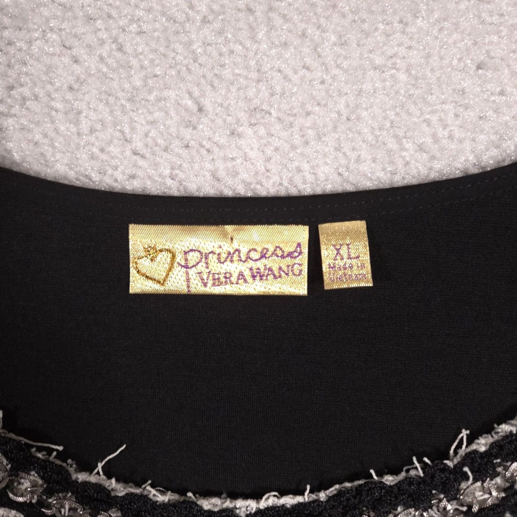 Vintage Princess Vera Wang Shirt Juniors XL Black Tweed Stripe Beaded Short Sleeve Top Size XL / US 12-14 / IT 48-50 - 5 Thumbnail