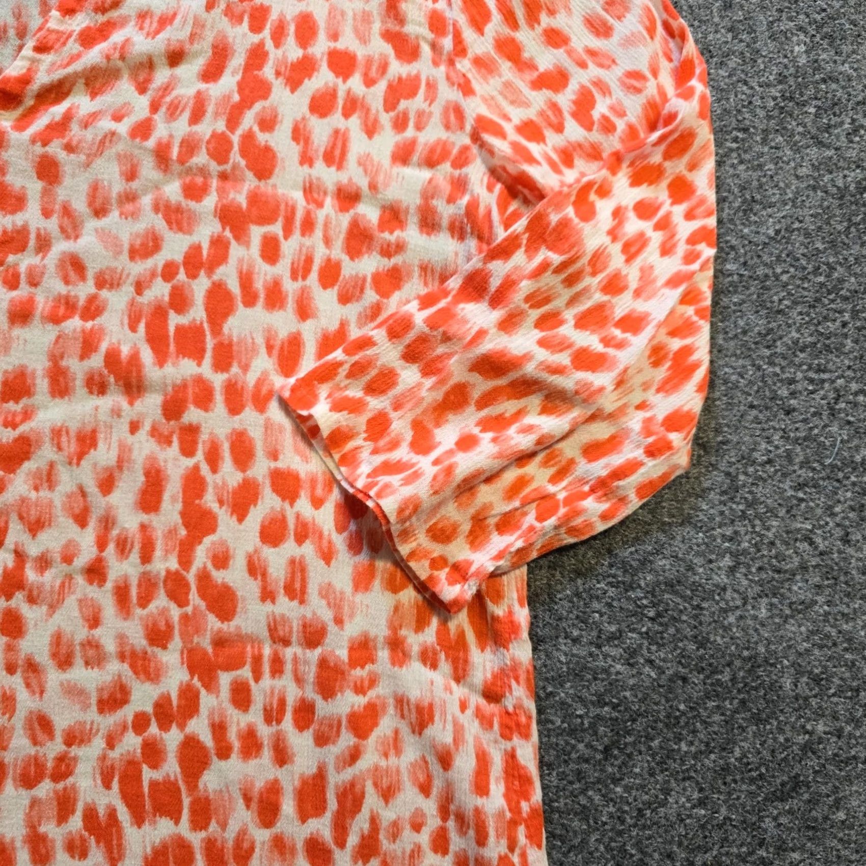 J.Crew J.CREW Blouse Shirt Womens S Orange White Dotted 3/4 Sleeve Tunic Beachy Career Vintage No Size S / US 4 / IT 40 - 3 Thumbnail