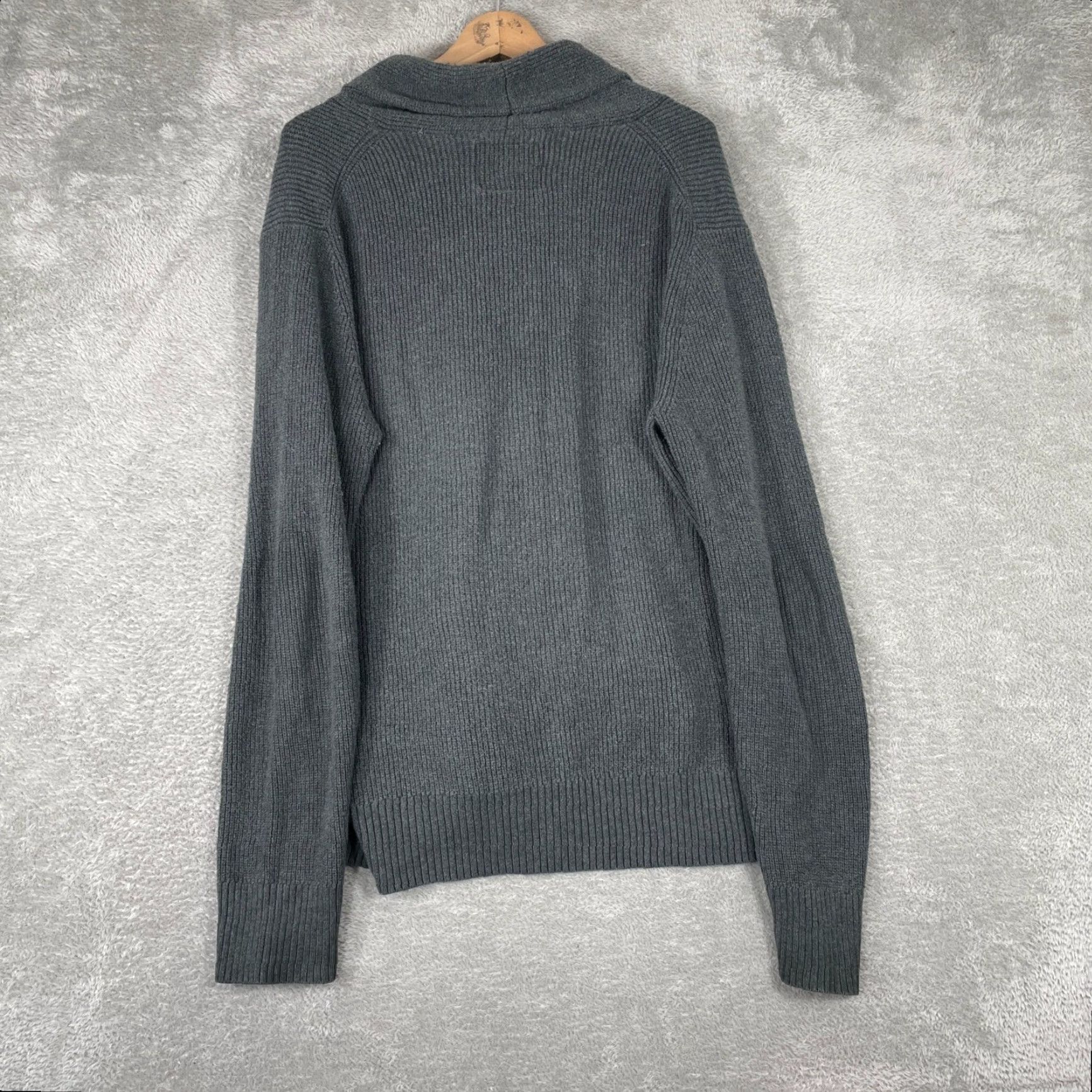 American Eagle Outfitters American Eagle Outfitters Cardigan Womens Large Gray Shawl Collar Ribbed Knit Sweater Size L / US 10 / IT 46 - 2 Thumbnail