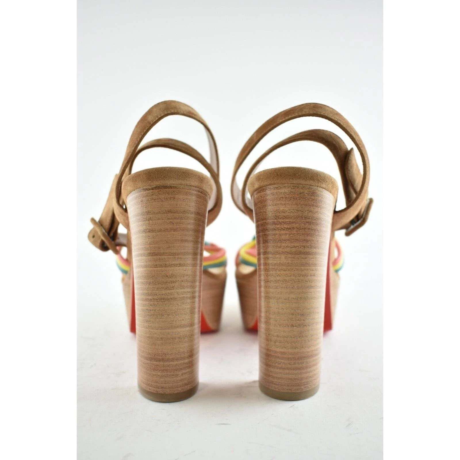 Christian Louboutin Ella 130 Brown Red Ankle Strap Platform Sandal Heel Pump 36 Size US 6 / IT 36 - 11 Thumbnail