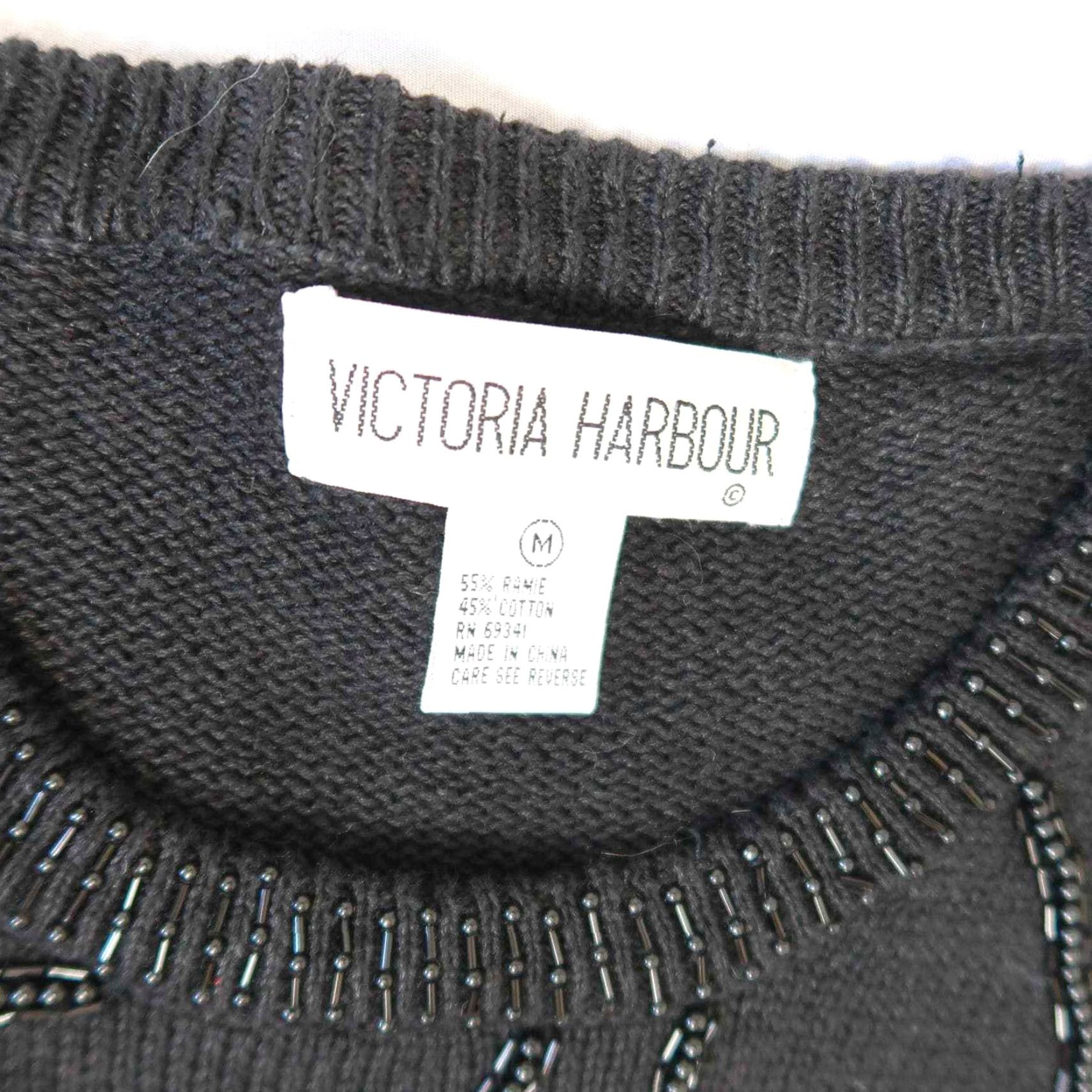 Vintage VINTAGE 90s Victoria Harbour black beaded pullover sweater M (Medium) Womens Size M / US 6-8 / IT 42-44 - 5 Thumbnail