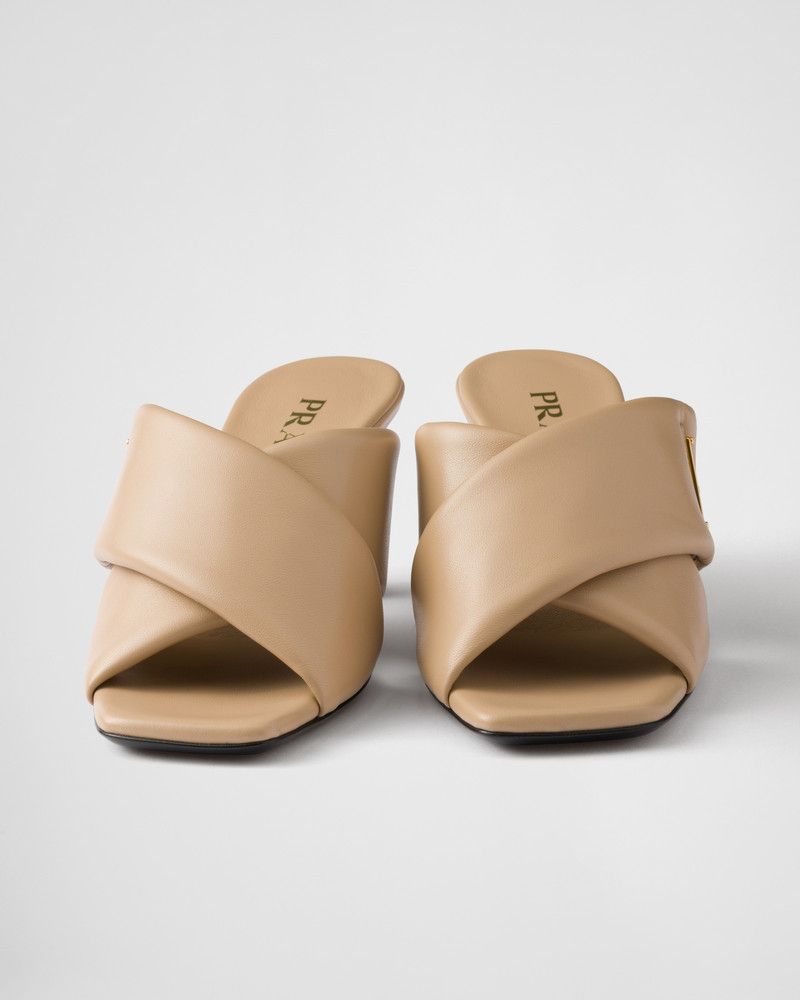 Prada o1B3y1r0526 Padded Nappa Leather Sandals in Beige Size US 9 / IT 39 - 5 Thumbnail