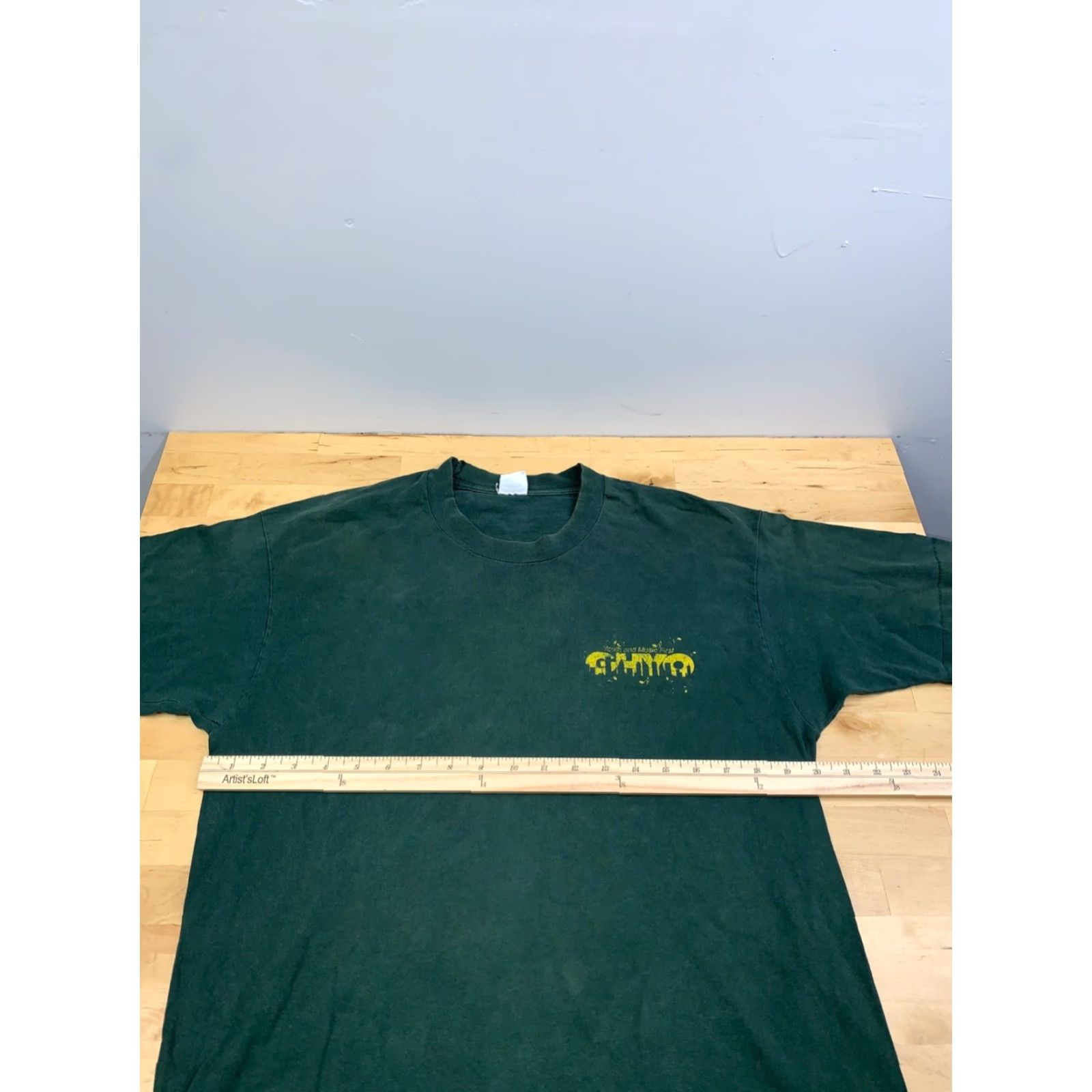 Fruit Of The Loom VINTAGE Fruit of the Loom Shirt Mens L Green 90s Music Houston Texas One World One Music 12533 Size US L / EU 52-54 / 3 - 7 Thumbnail