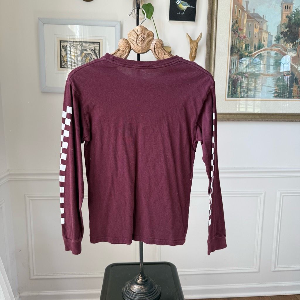 Vans Vans Burgundy Long Sleeve Logo Checkerboard Tshirt S Size US S / EU 44-46 / 1 - 4 Thumbnail