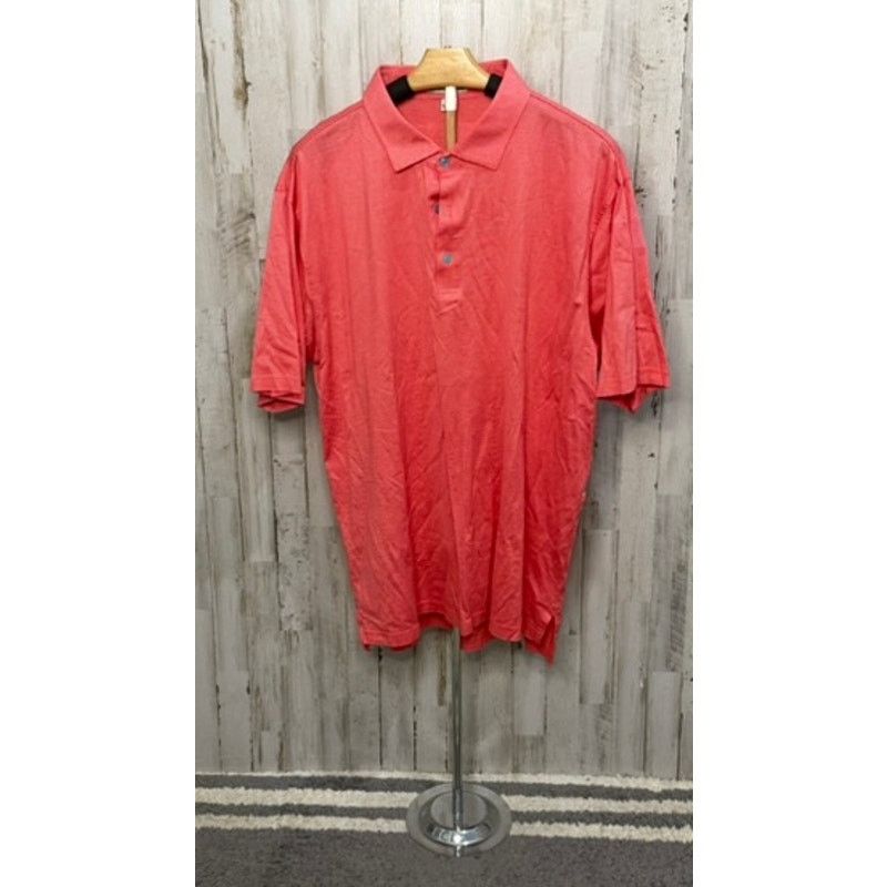 Peter Millar Peter Millar Men's XL Coral Striped Short Sleeve Polo Golf Size US XL / EU 56 / 4 - 2 Thumbnail
