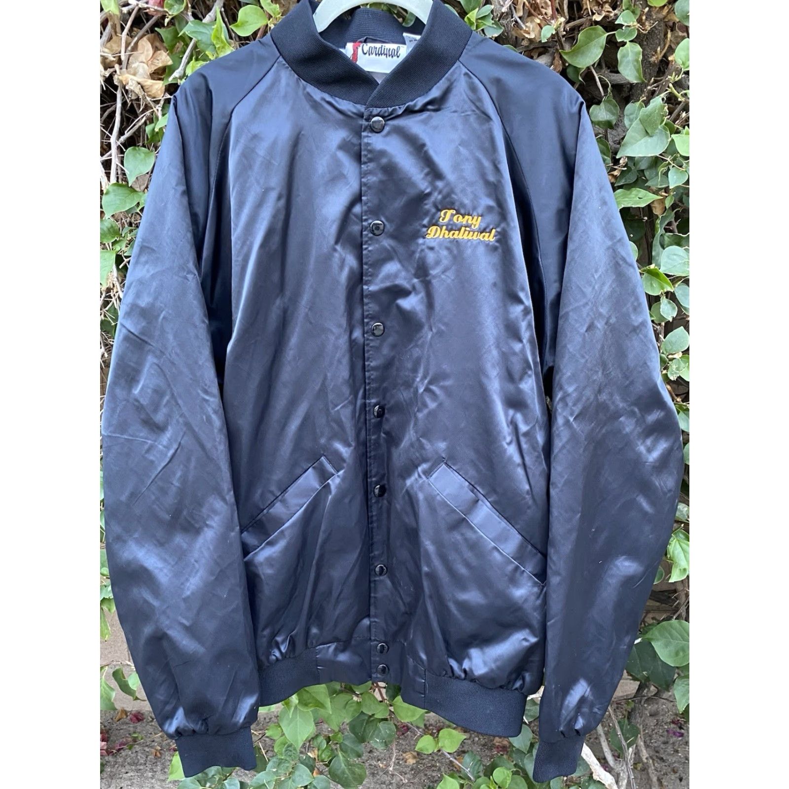 Vintage VINTAGE Cardinal Black Satin Bomber Jacket Tony Dhaliwal Trucking Size L Trucker Jacket Size US L / EU 52-54 / 3 - 7 Thumbnail