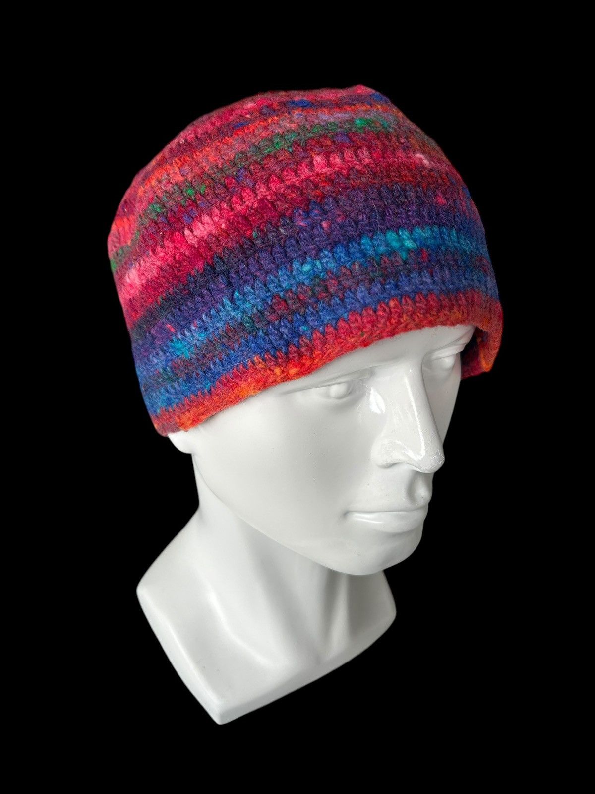 Japanese Brand × Kapital × Vintage Hippies Style Multicolour Crochet Knitted Handmade Beanie Size ONE SIZE - 2 Thumbnail