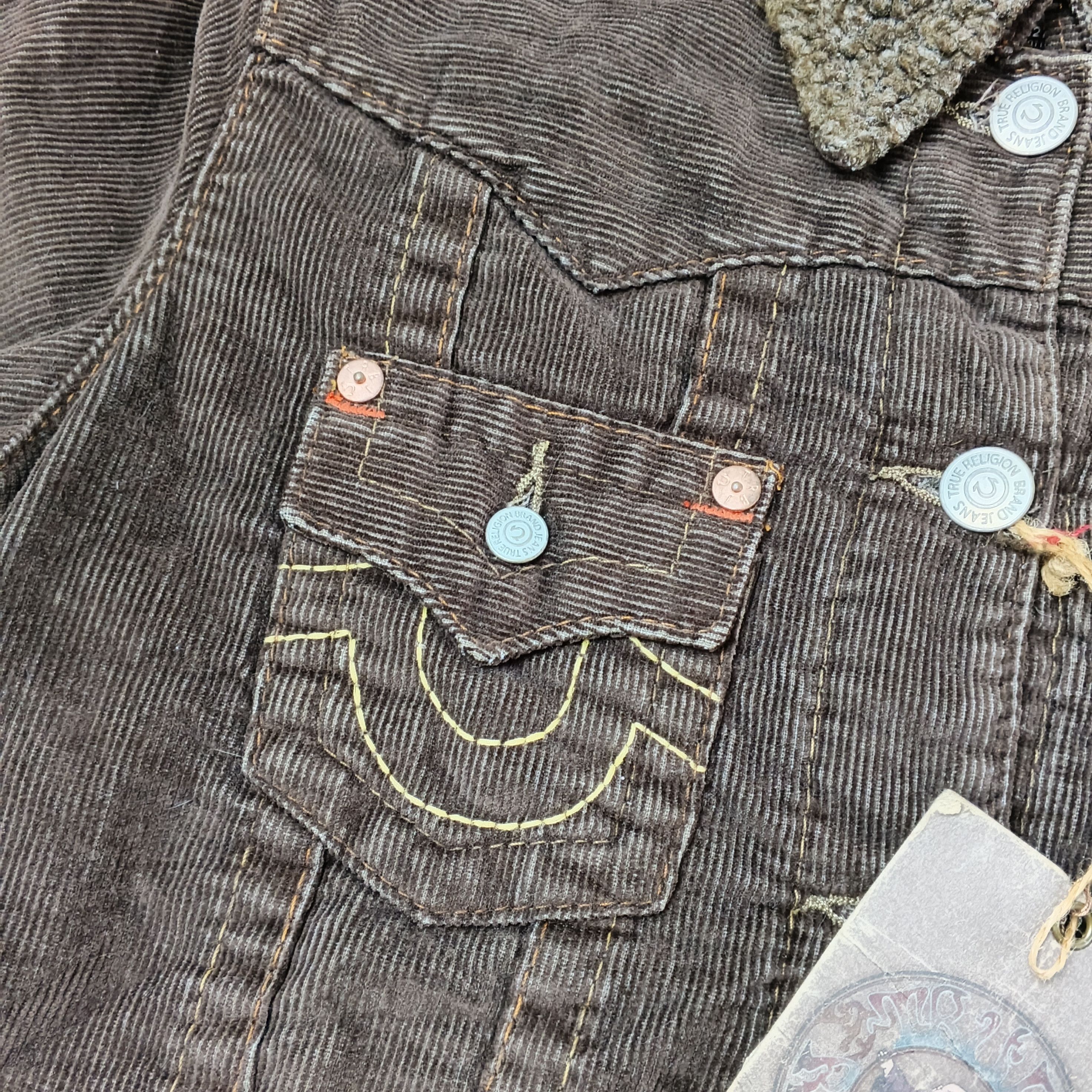 True Religion Vintage 90's True Religion Corduroy Cropped Denim Jacket Size M / US 6-8 / IT 42-44 - 4 Thumbnail
