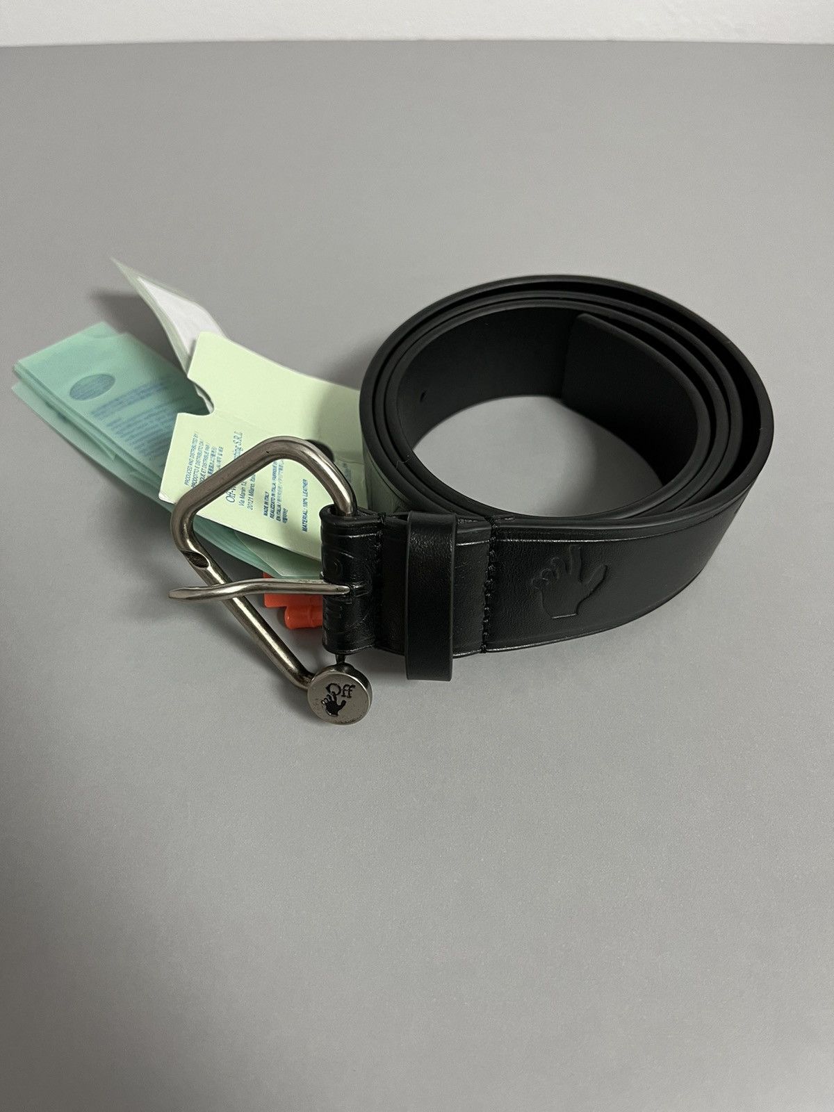 Off-White Nail Leather Beltblack Black Size 32 - 3 Thumbnail