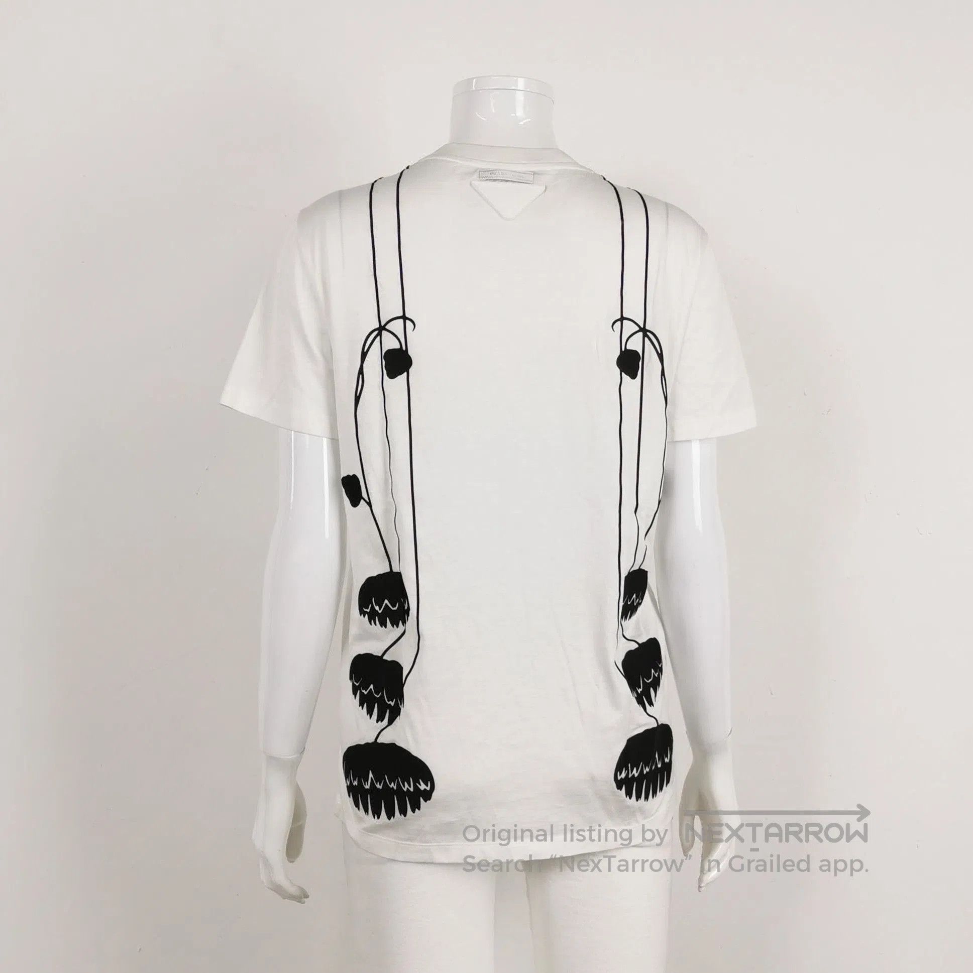 Prada Prada Cotton Printed Round Neck T. Size XS / US 0-2 / IT 36-38 - 2 Thumbnail
