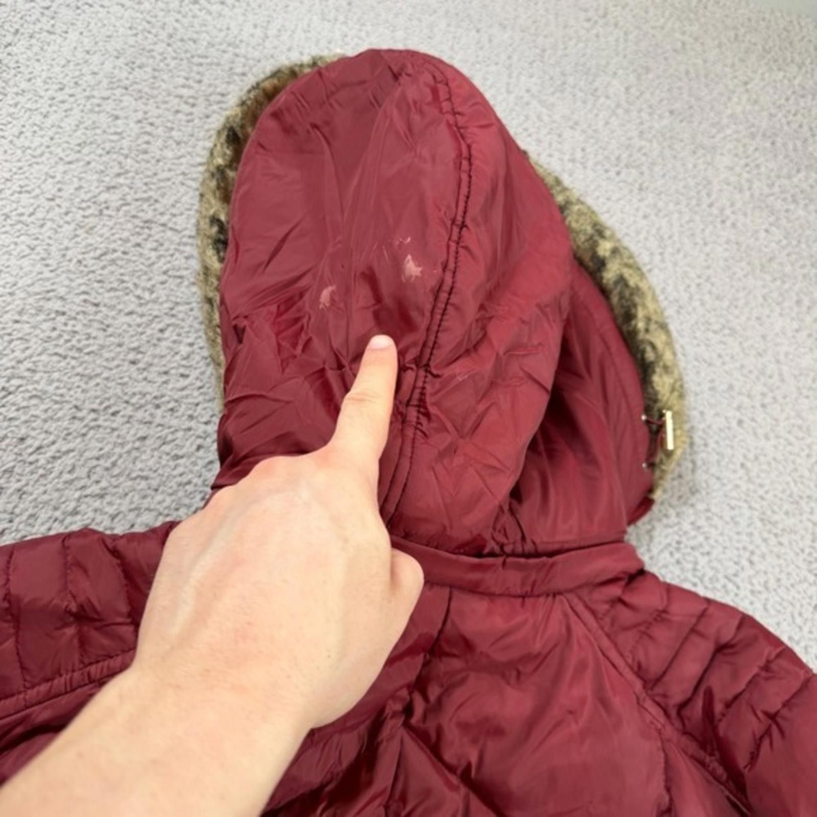 Michael Kors Michael Kors Burgundy Quilted Down Puffer Coat Faux Fur Hood Size XL / US 12-14 / IT 48-50 - 7 Thumbnail