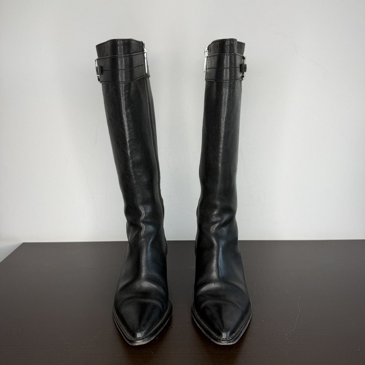 Dior Christian Dior Boots High Black Leather Size US 7 / IT 37 - 4 Thumbnail