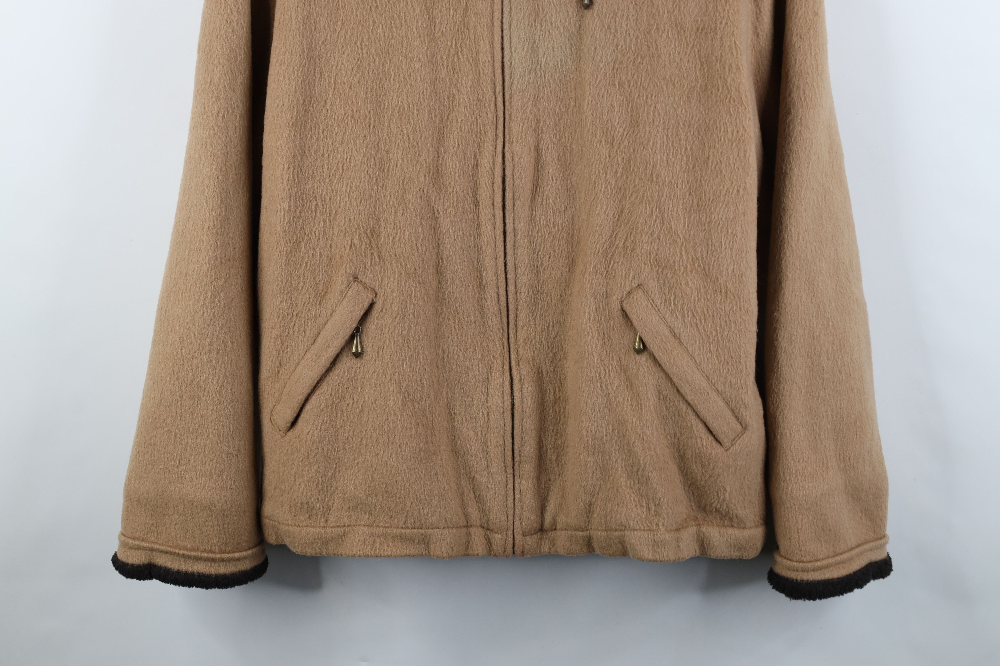 Express Vintage 90s Express Lined Mohair Wool Blend Jacket Beige Size S / US 4 / IT 40 - 3 Thumbnail