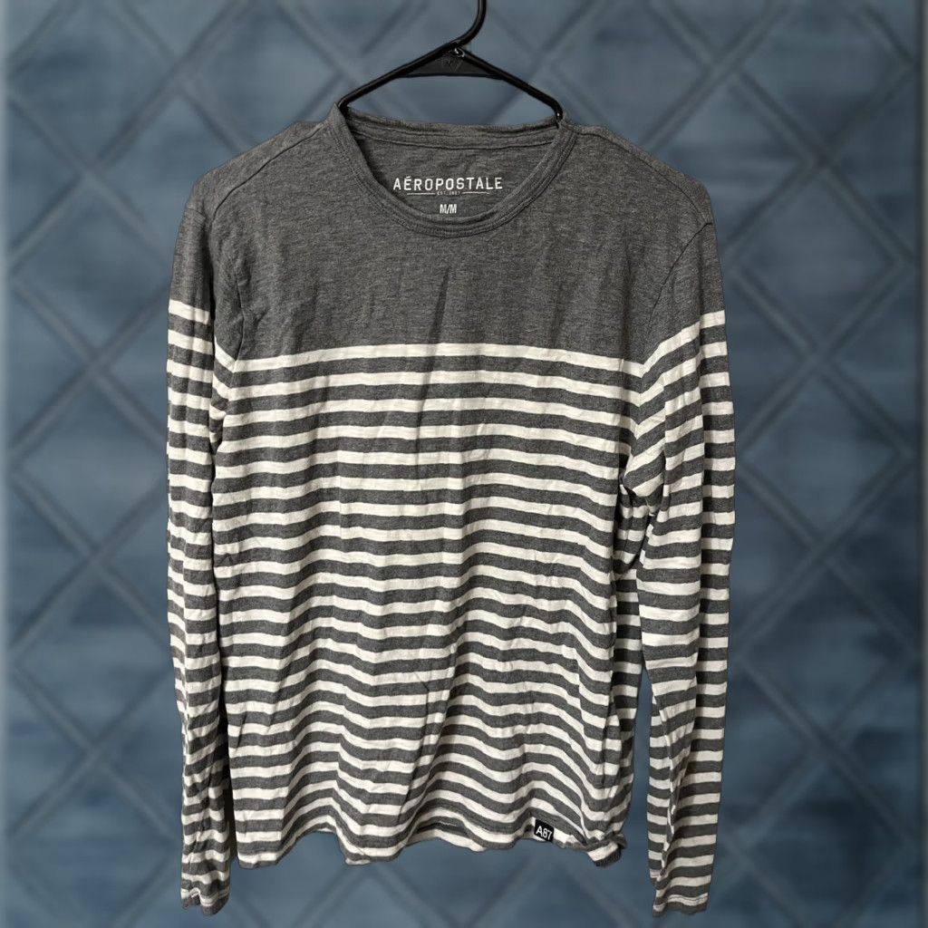 Aeropostale VINTAGE Aeropostale T-Shirt Shirt Mens L Gray Striped Long Sleeve Casual 90s Mens Size US L / EU 52-54 / 3 - 1 Thumbnail