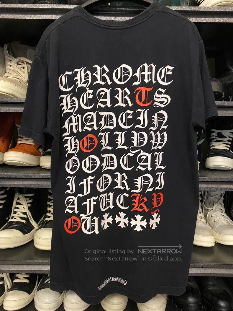 CHROME HEARTS Size L Red and white Sanskrit short sleeves w