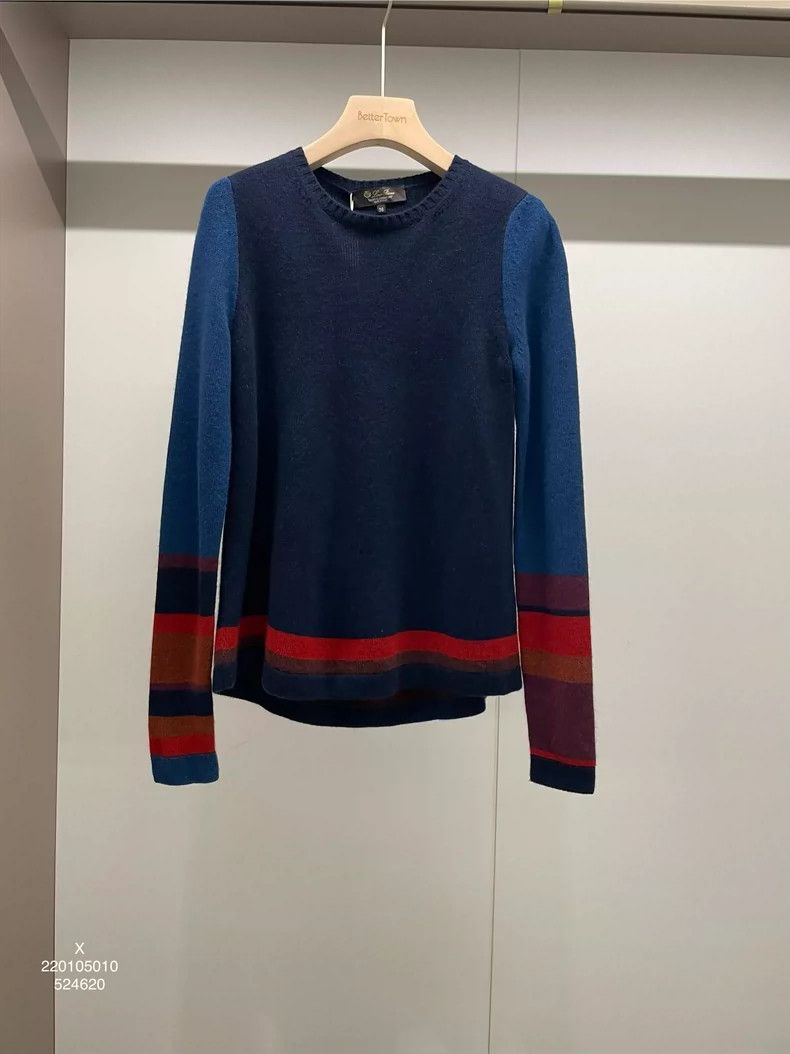 Loro Piana LORO PIANA Blue and navy round neck cashmere sweater Size S / US 4 / IT 40 - 1 Thumbnail
