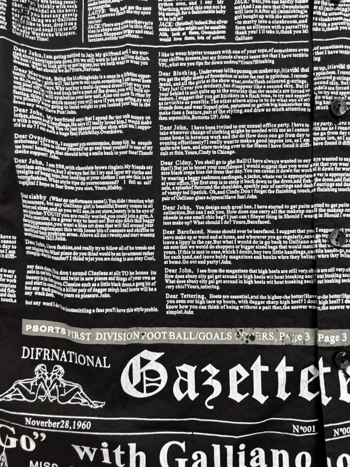 John Galliano Gazette Print Shirt Size US L / EU 52-54 / 3 - 4 Thumbnail