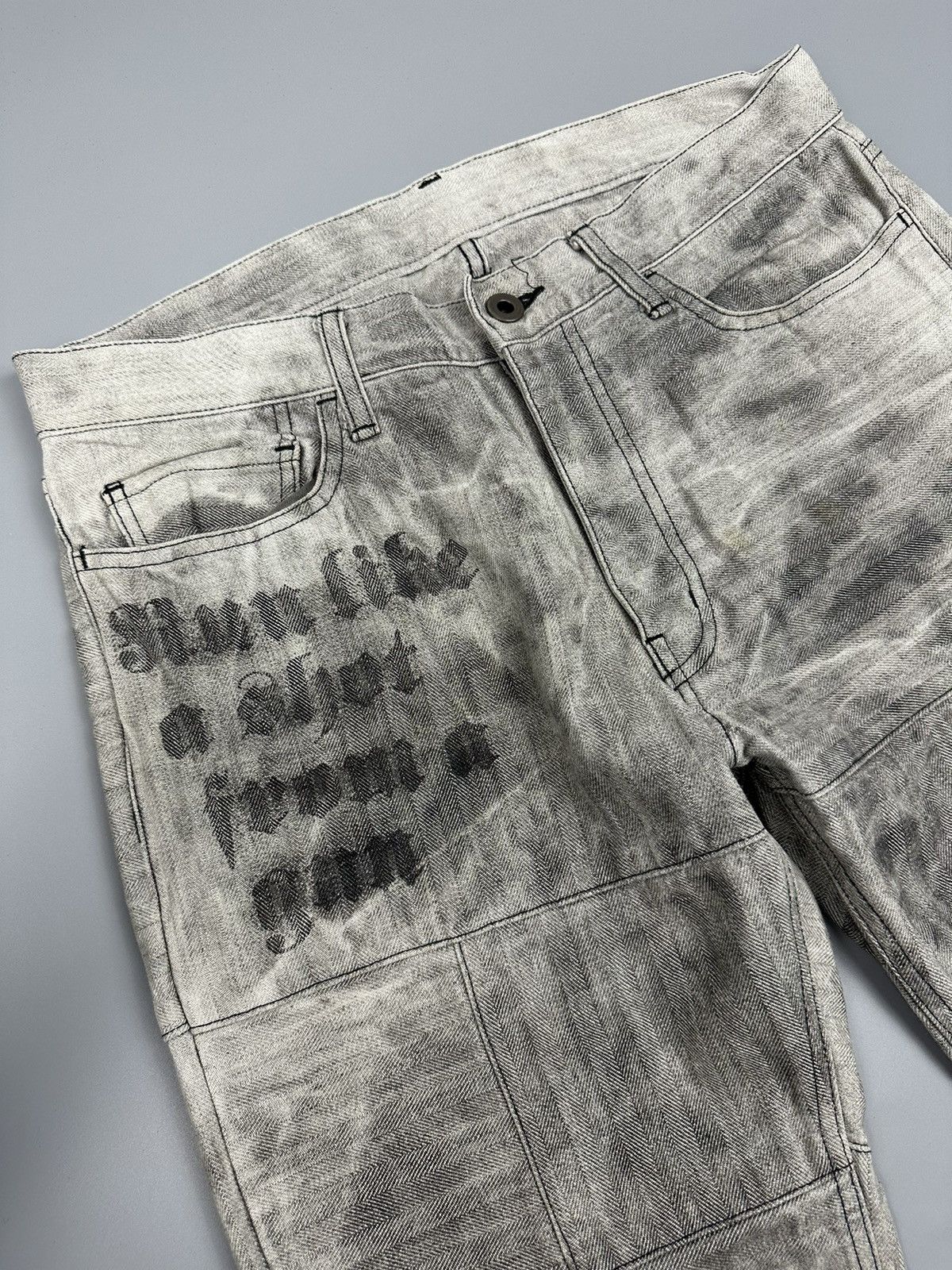If Six Was Nine × Le Grande Bleu (L.G.B.) 🔥Sick🔥Vintage Rupert Smoke Checkered Patchwork Flared Design Size US 31 - 8 Thumbnail