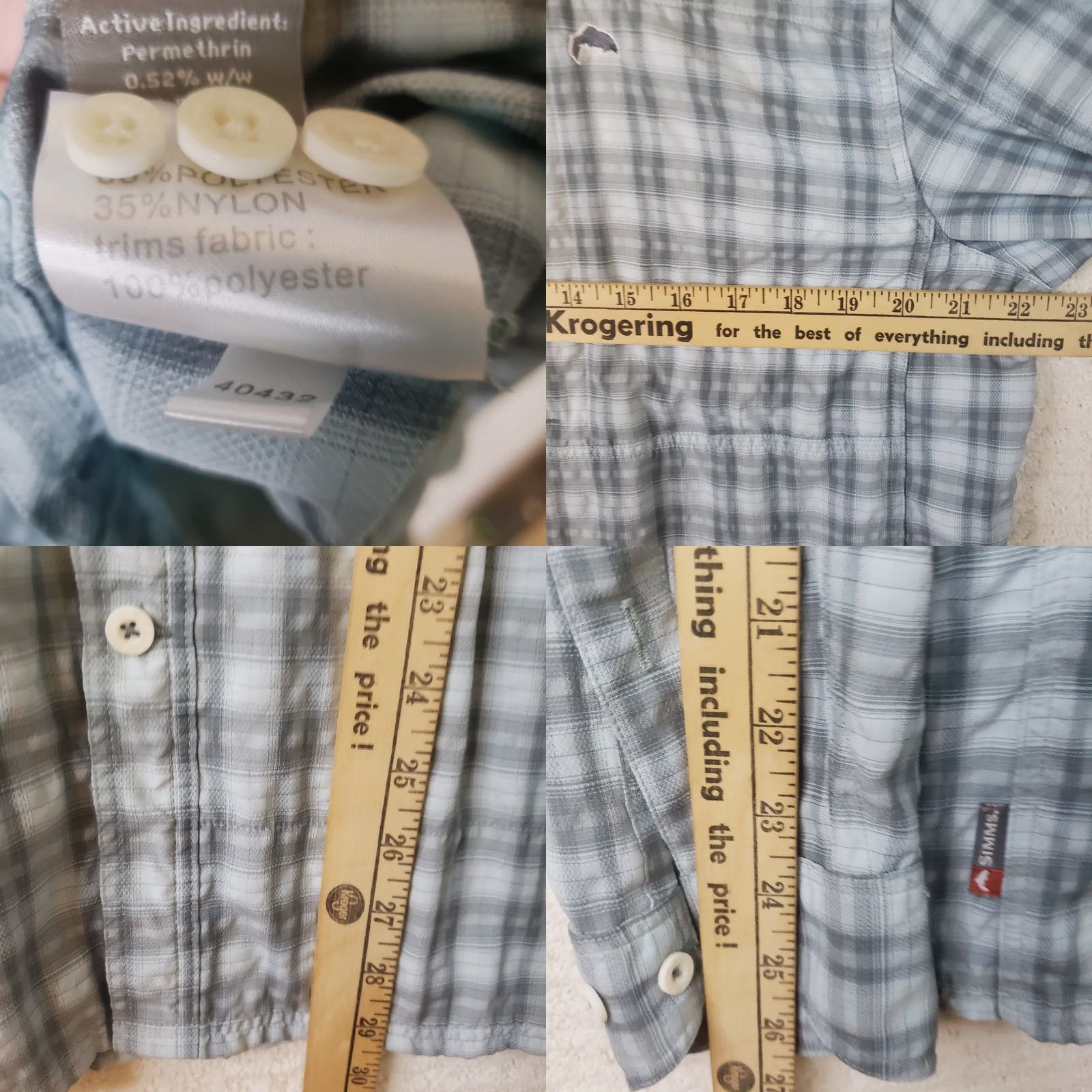 Vintage Simms Button-Up Shirt Men M Long Sleeve Blue Plaid Insect Shield Button-Up Shirt Size US M / EU 48-50 / 2 - 10 Thumbnail