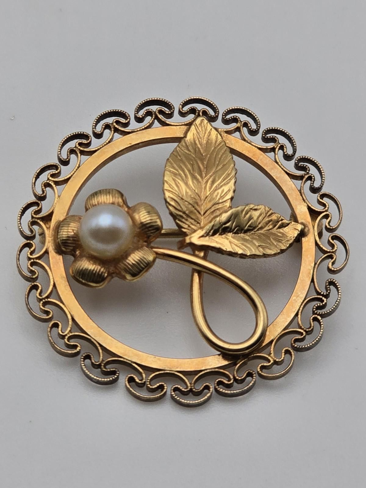 Other Vtg Danecraft 1/20 12K Gold-Filled Floral Brooch w/ Pearl Size ONE SIZE - 2 Thumbnail