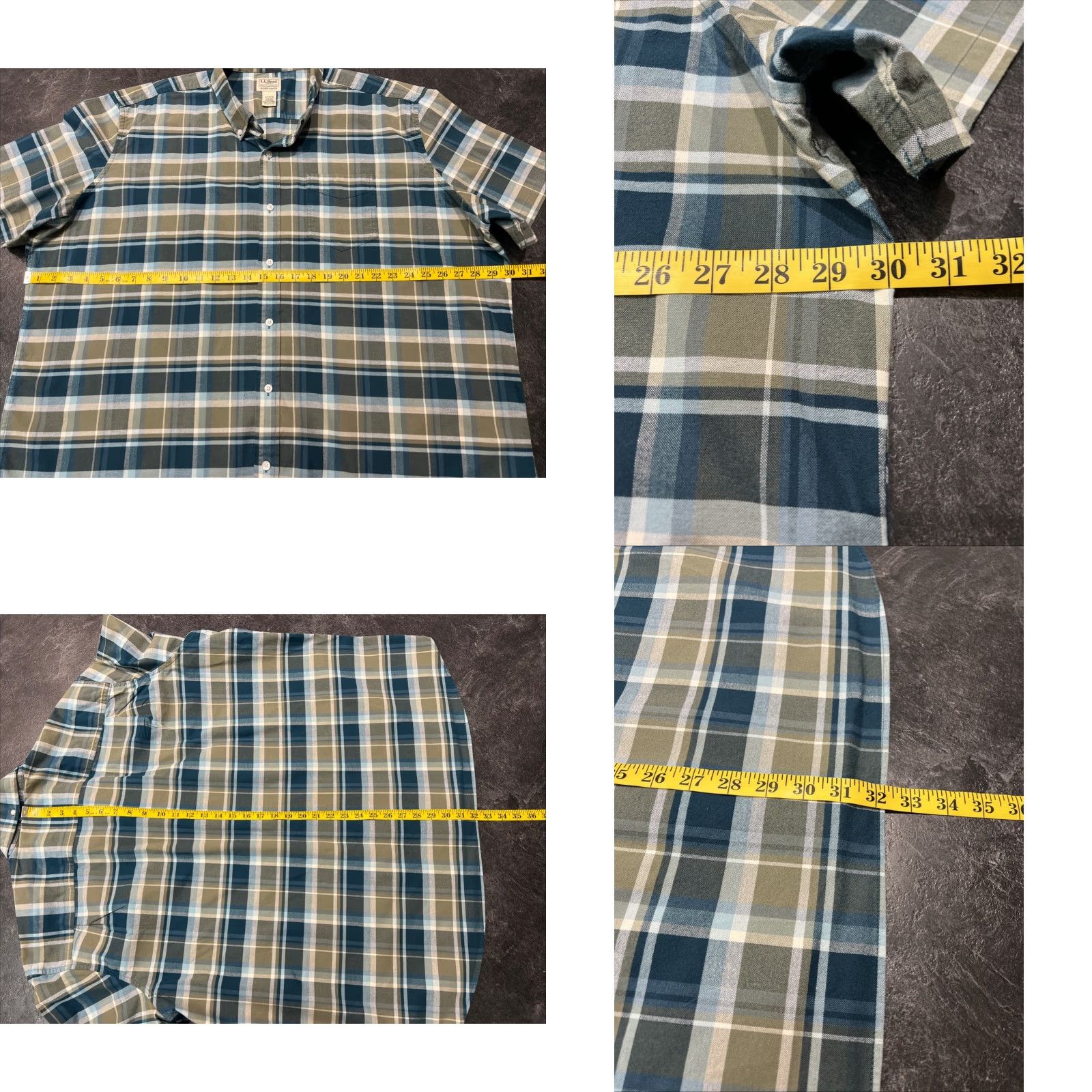 Vintage LL Bean Mens XL Tall Slightly Fitted Plaid Short Sleeve Button Up Shirt Size US XXL / EU 58 / 5 - 8 Thumbnail
