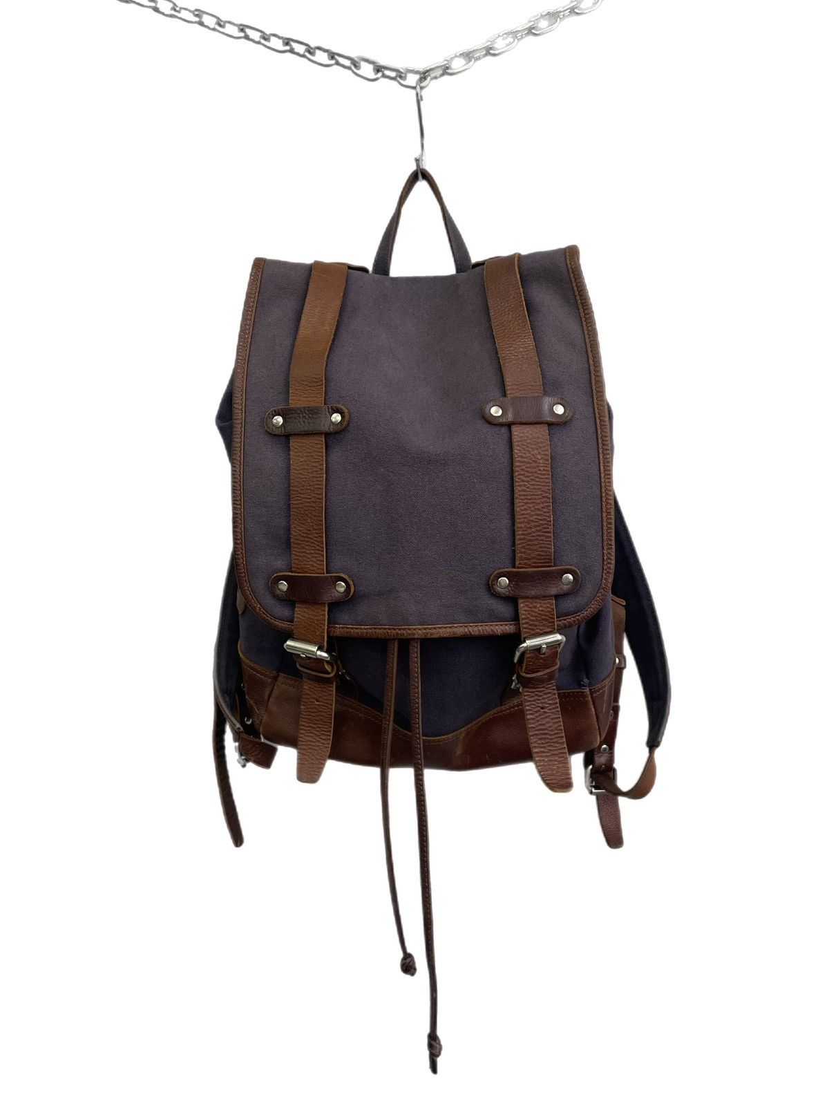 Diesel style canvas leather backpack Y2K explorer style 90s