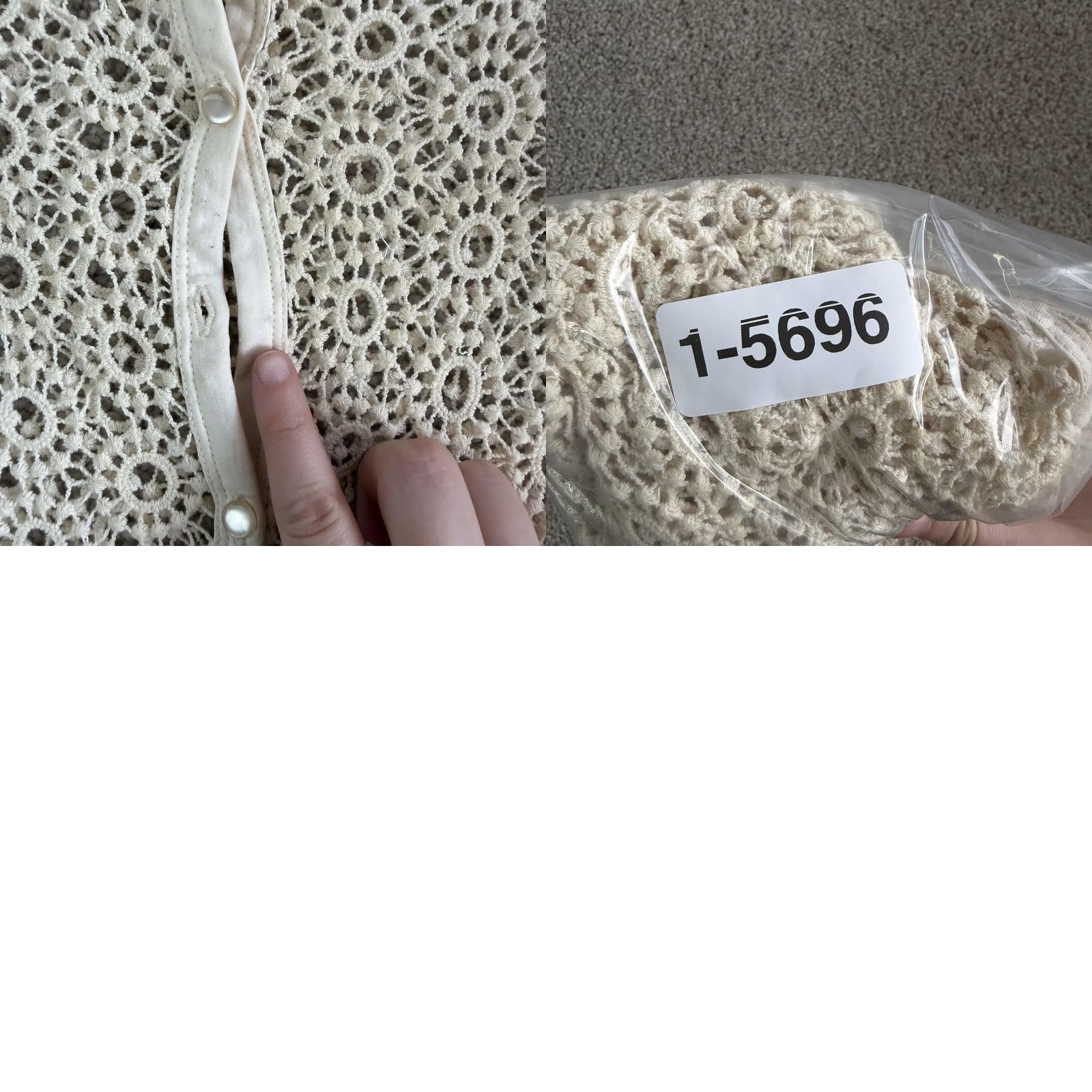 Vintage Cyrus Blouse Womens Small White Crochet Lace Button Front Sheer Long Sleeve Boho Size S / US 4 / IT 40 - 8 Thumbnail
