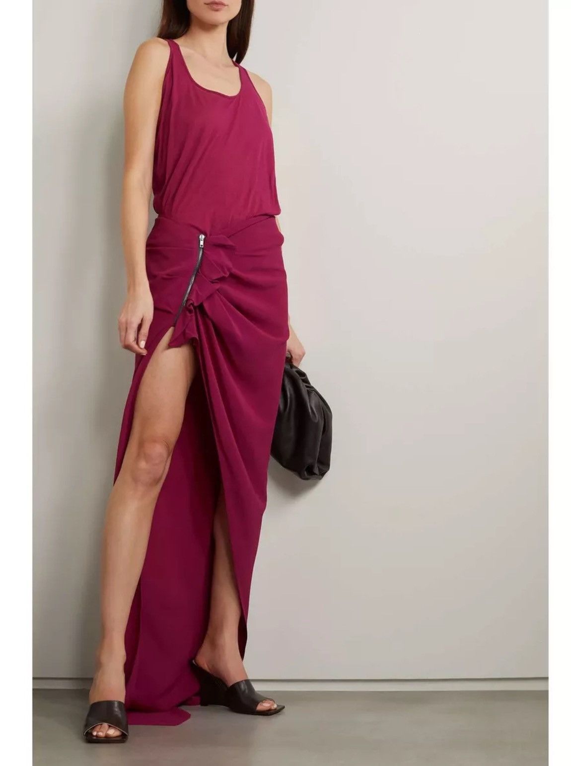 Rick Owens Rick Owens Gathered Asymmetric Crepe Maxi Skirt Size 26" / US 2 / IT 38 - 1 Thumbnail