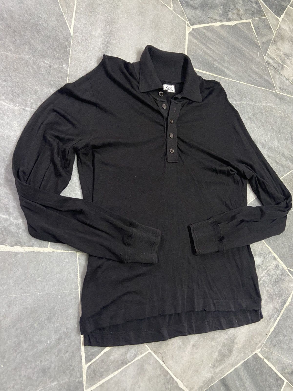 C.P. Company Vintage Cp Company Long Sleeve Polo Shirt Black Wool Size US M / EU 48-50 / 2 - 2 Thumbnail