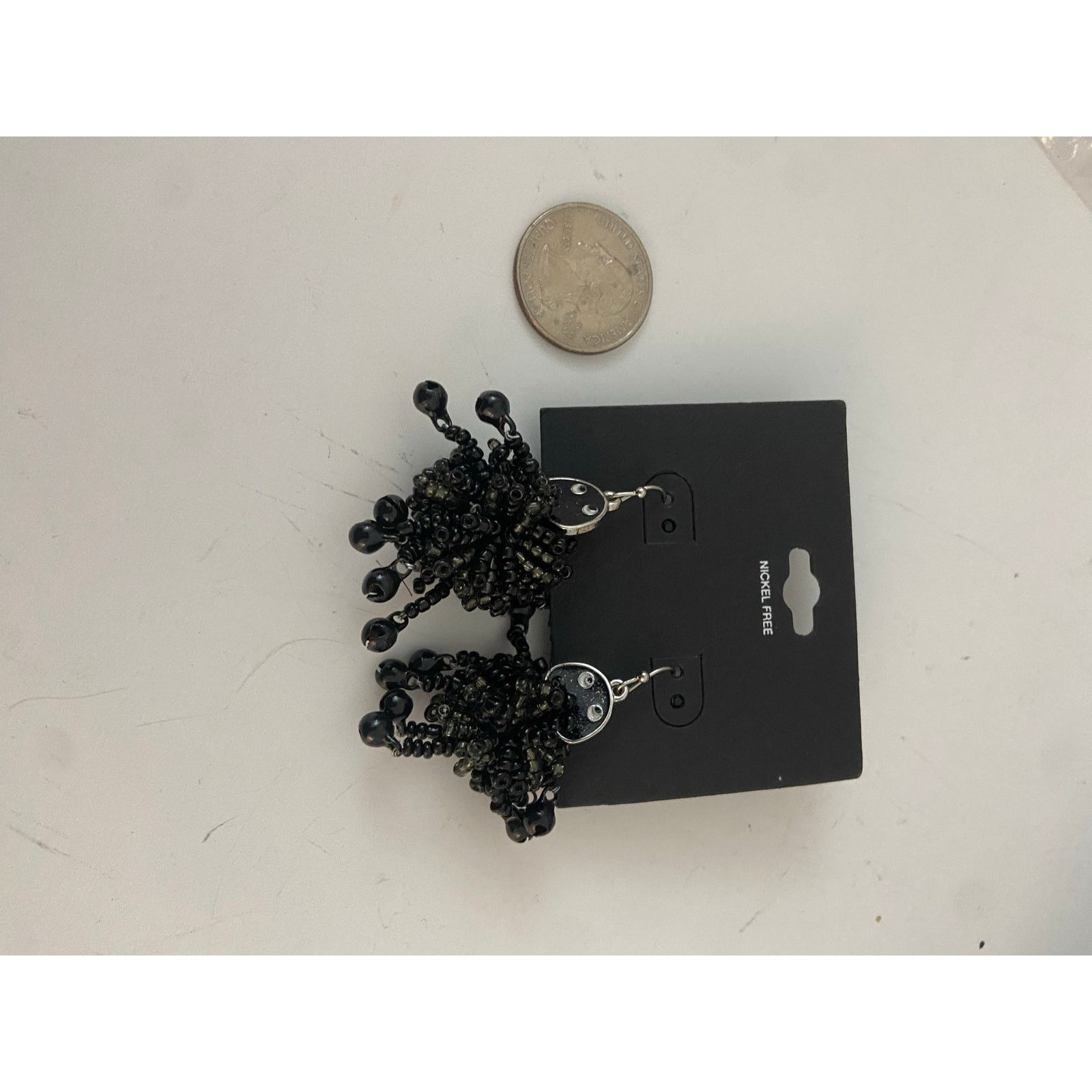 Other Elegant Black Beaded Spider Earrings - Goth Halloween Style Size ONE SIZE - 2 Thumbnail