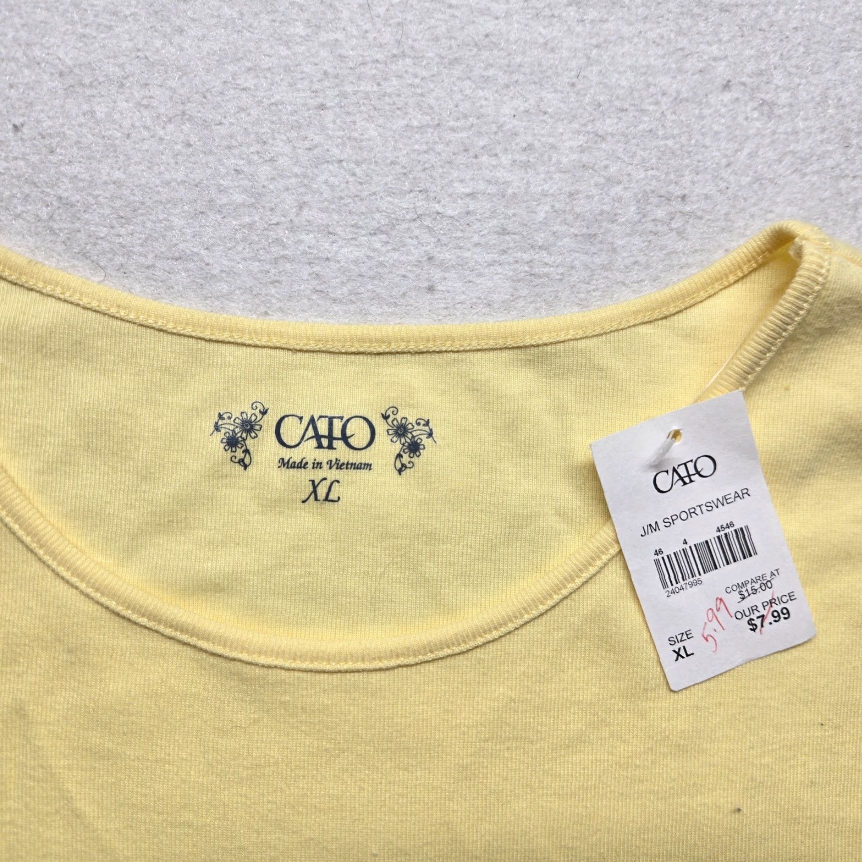 Vintage Cato Shirt Blouse Yellow XL Women's Sleeveless Adult Size XL / US 12-14 / IT 48-50 - 2 Thumbnail