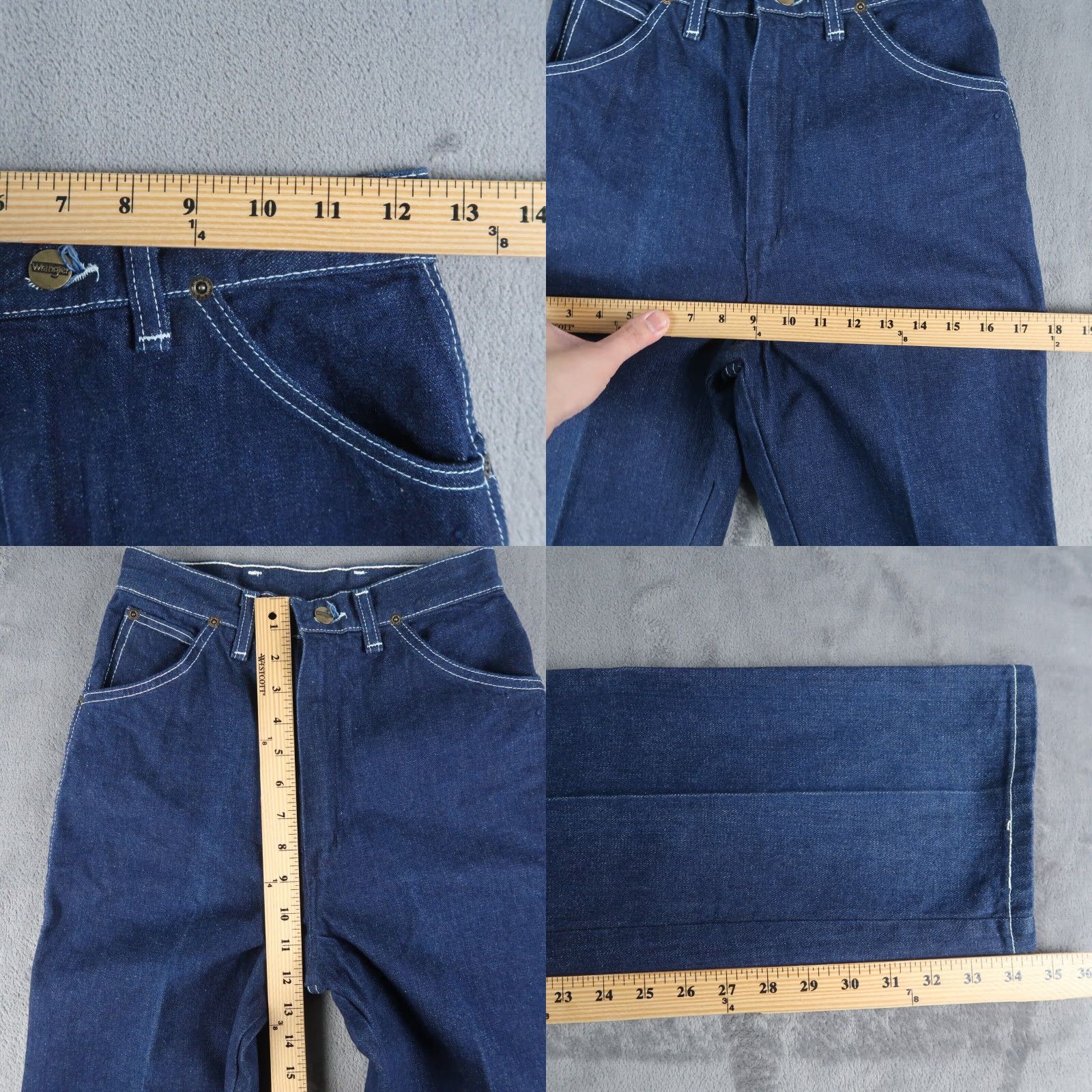 Wrangler VINTAGE Wrangler Women's Jeans 9 High-Rise Denim 80s Cowboy Western Solid Blue Size 30" / US 8 / IT 44 - 8 Thumbnail