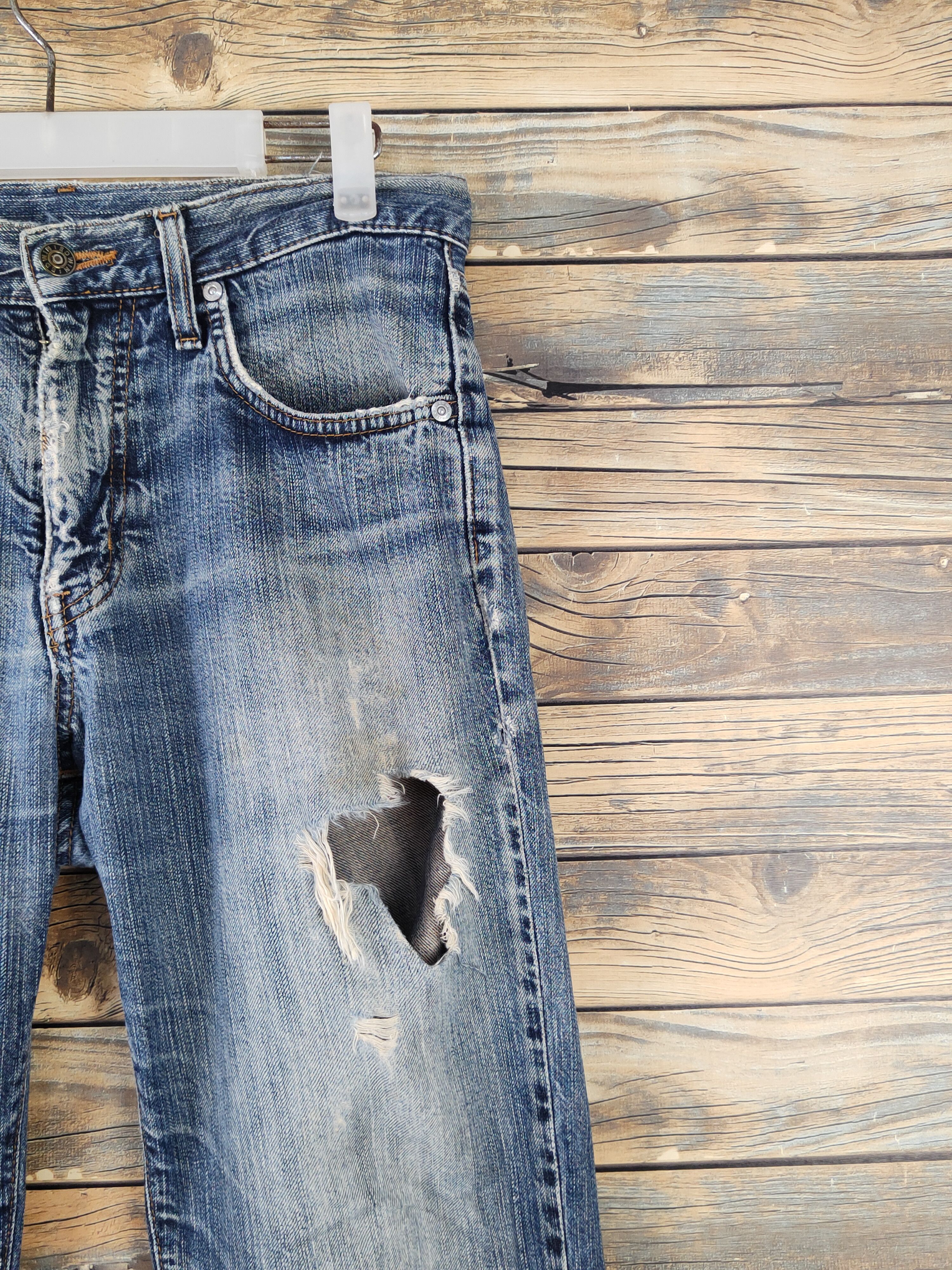 Edwin Edwin Dark Blue Distressed Ripped denim Jeans #W1799 Size US 30 / EU 46 - 5 Thumbnail